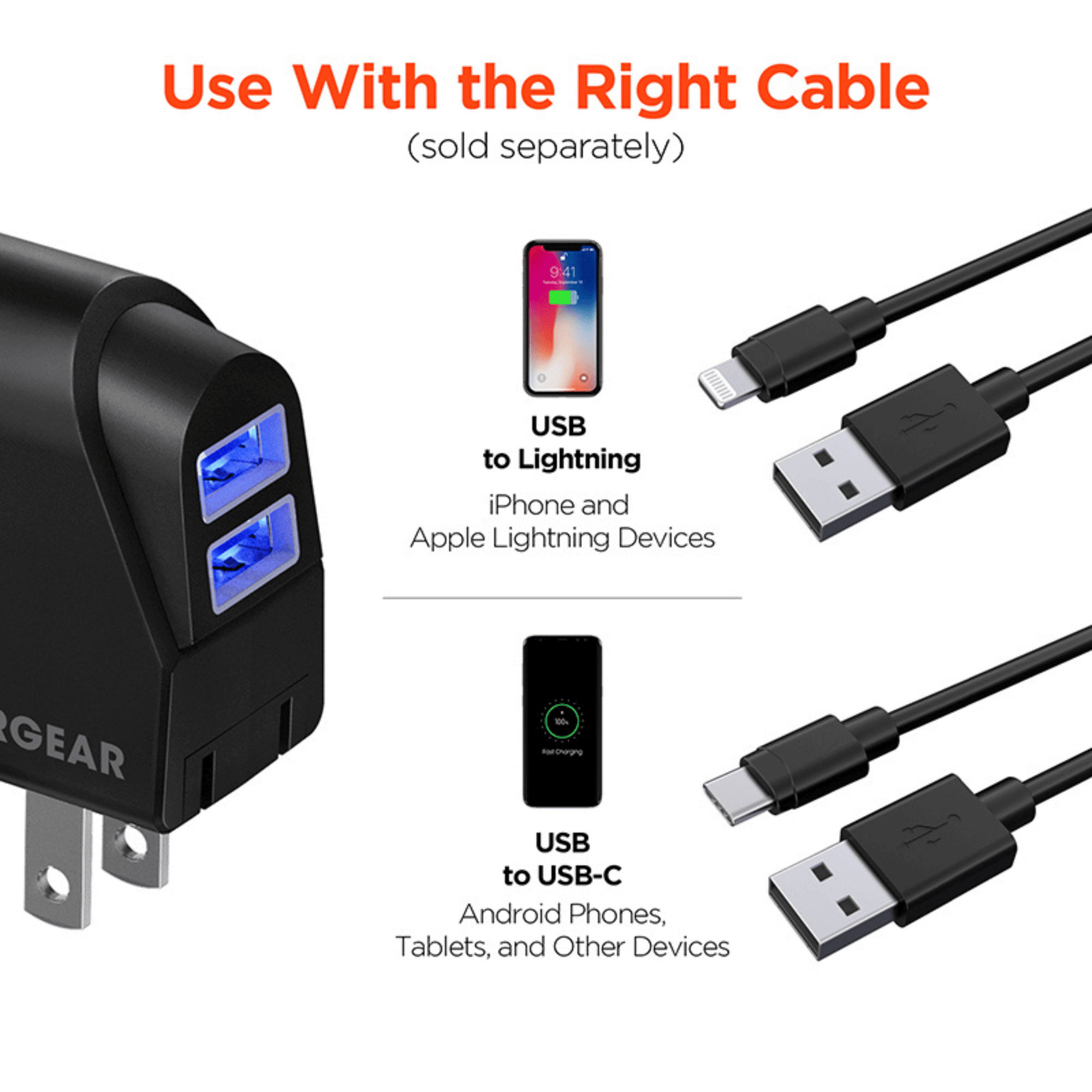 HyperGear Hybrid 2.1A Dual USB Car/Wall Charger
