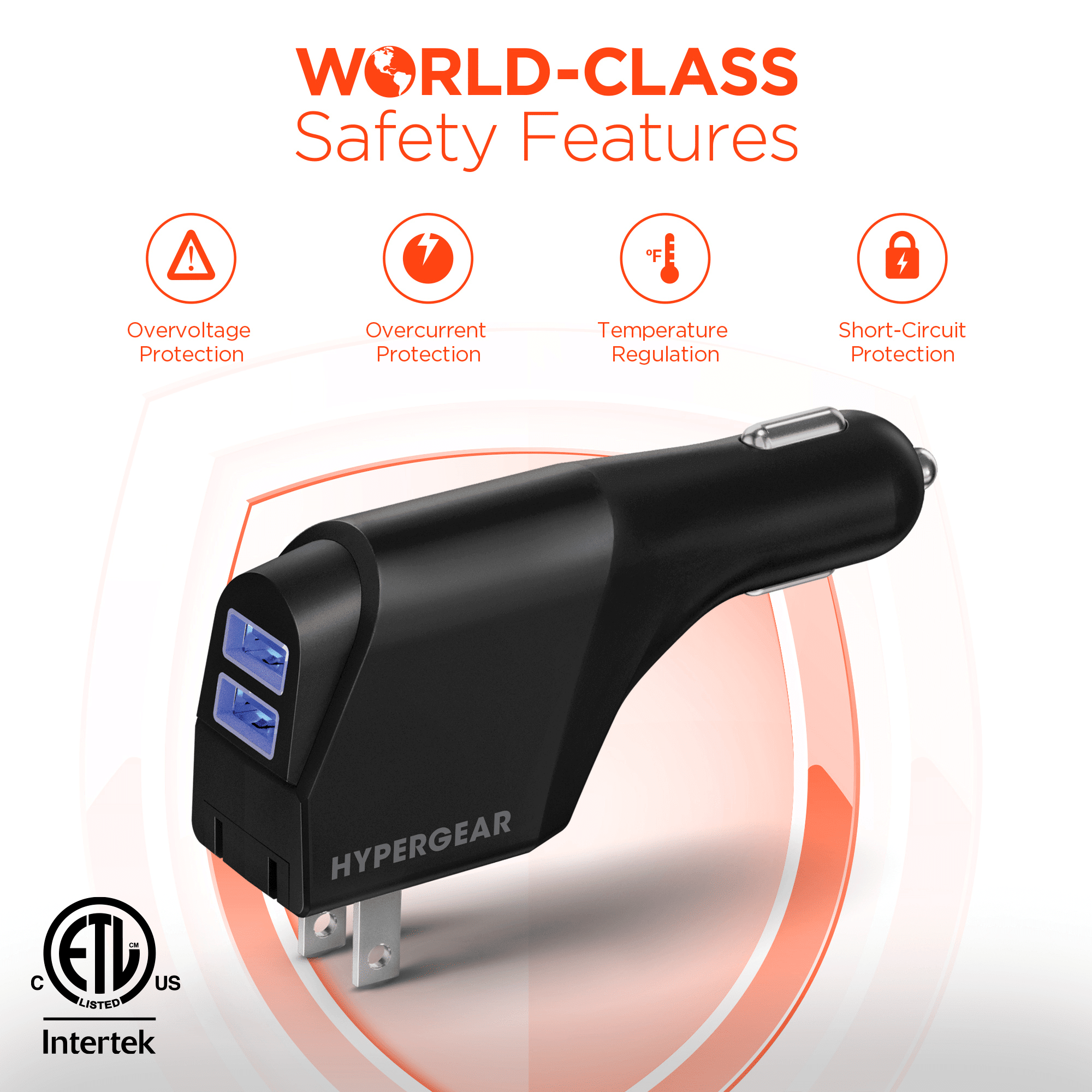 HyperGear Hybrid 2.1A Dual USB Car/Wall Charger