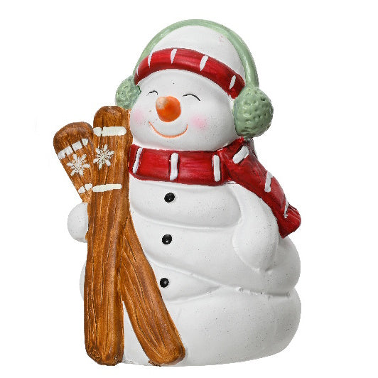 Terracotta Snowman Ornament - With Skis
