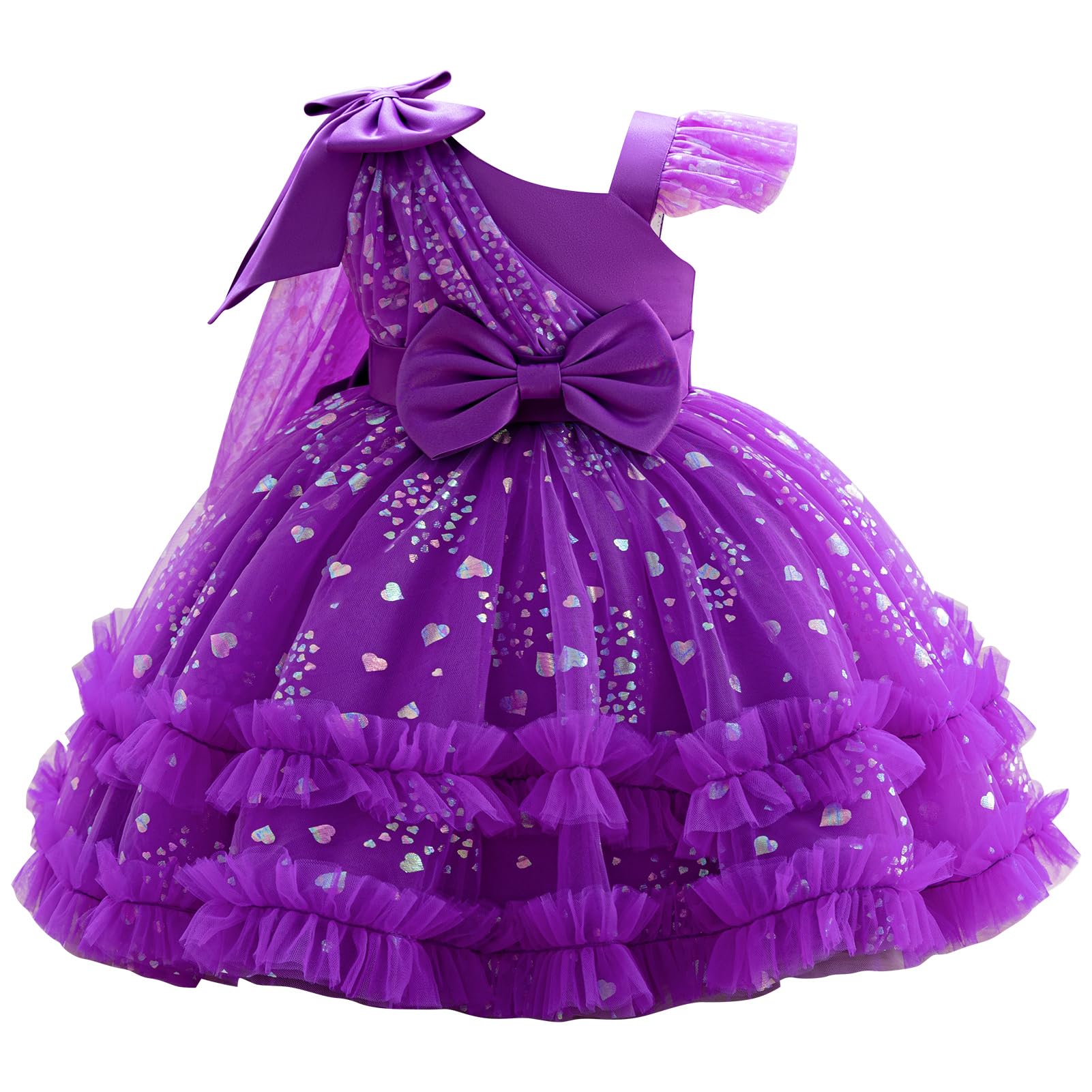 IBTOM CASTLE Girls Birthday Party Dress Heart Glitters Tulle Princess Dress Toddler Flower Girl Wedding Prom Pageant Dress