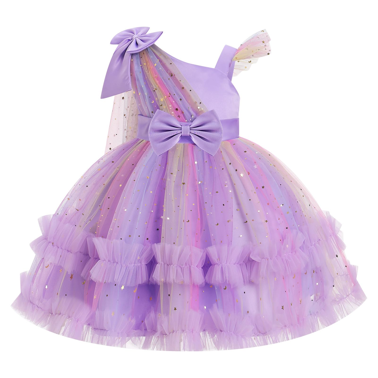 IBTOM CASTLE Girls Birthday Party Dress Heart Glitters Tulle Princess Dress Toddler Flower Girl Wedding Prom Pageant Dress