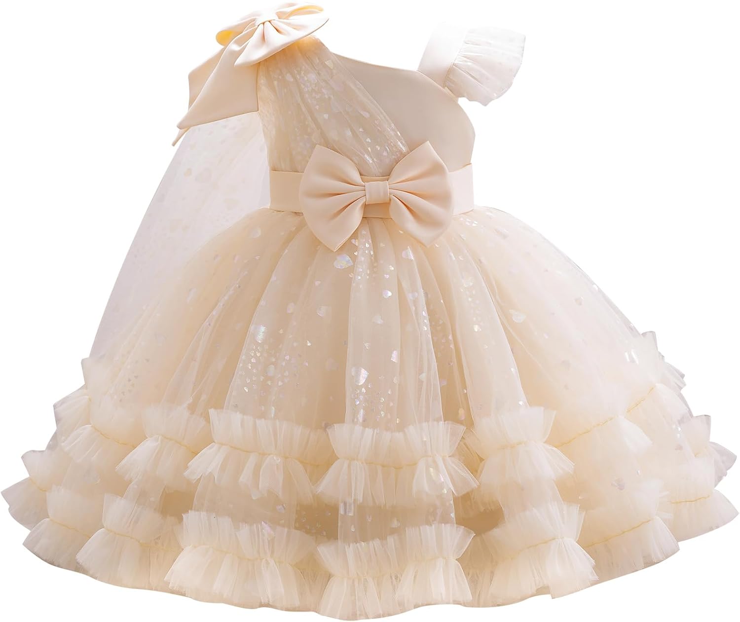 IBTOM CASTLE Girls Birthday Party Dress Heart Glitters Tulle Princess Dress Toddler Flower Girl Wedding Prom Pageant Dress