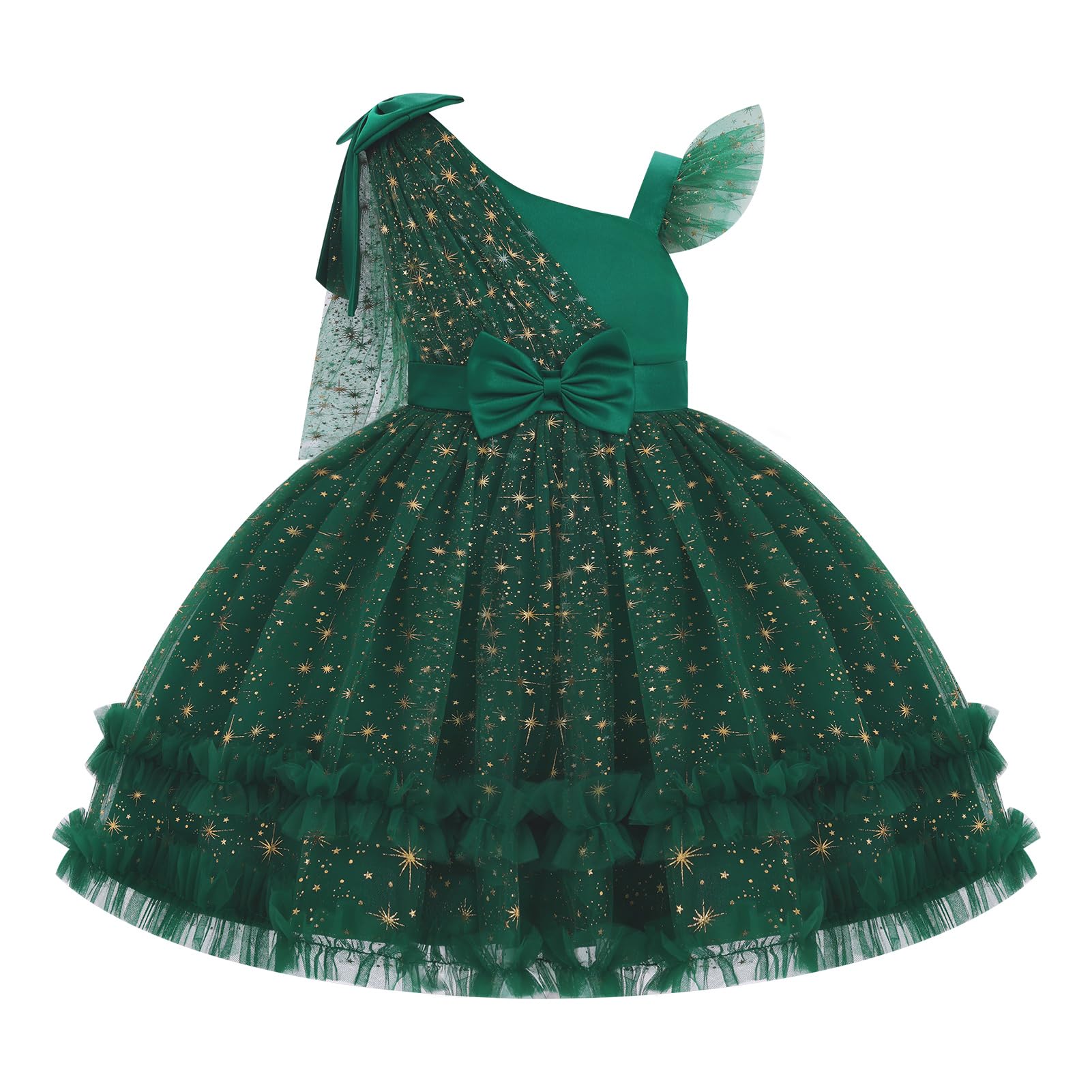 IBTOM CASTLE Girls Birthday Party Dress Heart Glitters Tulle Princess Dress Toddler Flower Girl Wedding Prom Pageant Dress