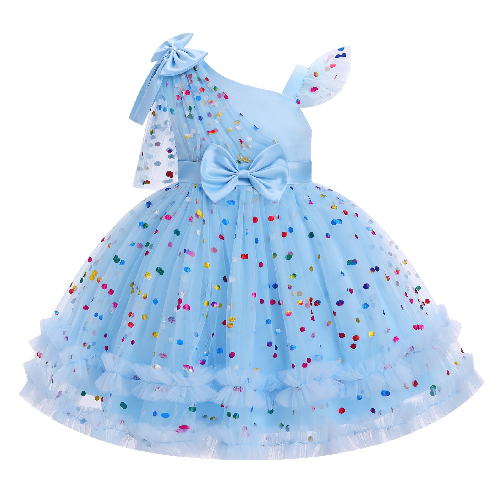 IBTOM CASTLE Girls Birthday Party Dress Heart Glitters Tulle Princess Dress Toddler Flower Girl Wedding Prom Pageant Dress