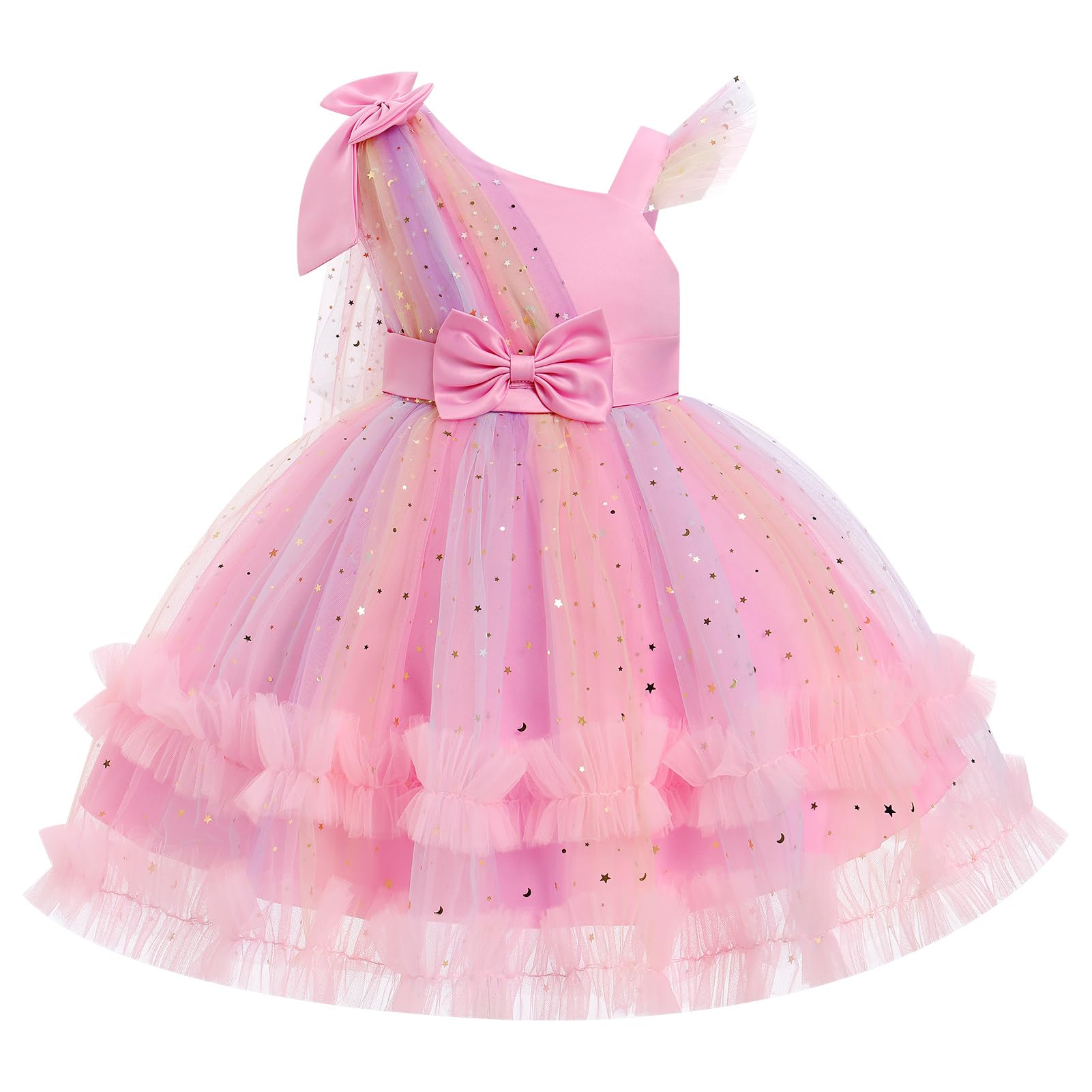 IBTOM CASTLE Girls Birthday Party Dress Heart Glitters Tulle Princess Dress Toddler Flower Girl Wedding Prom Pageant Dress