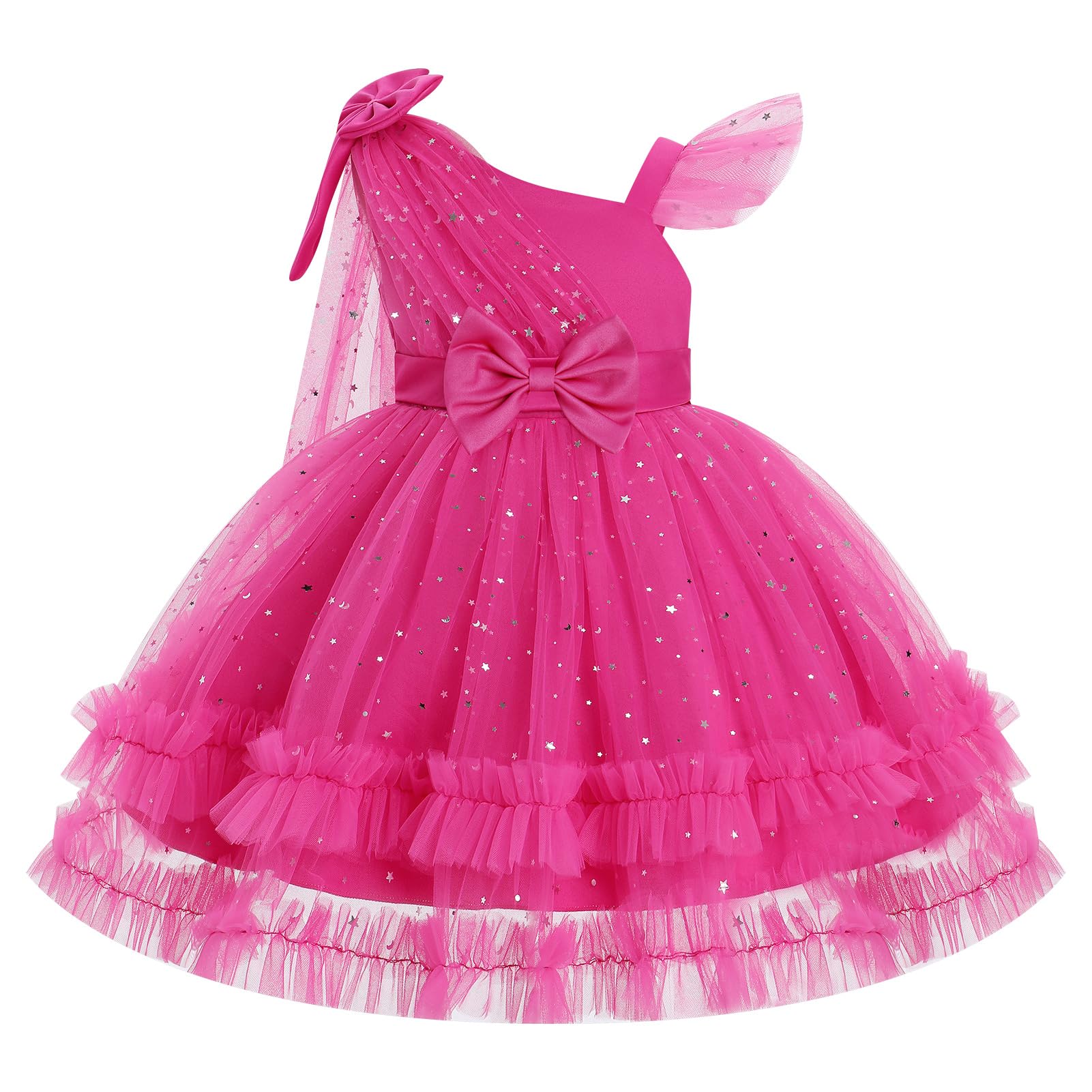 IBTOM CASTLE Girls Birthday Party Dress Heart Glitters Tulle Princess Dress Toddler Flower Girl Wedding Prom Pageant Dress