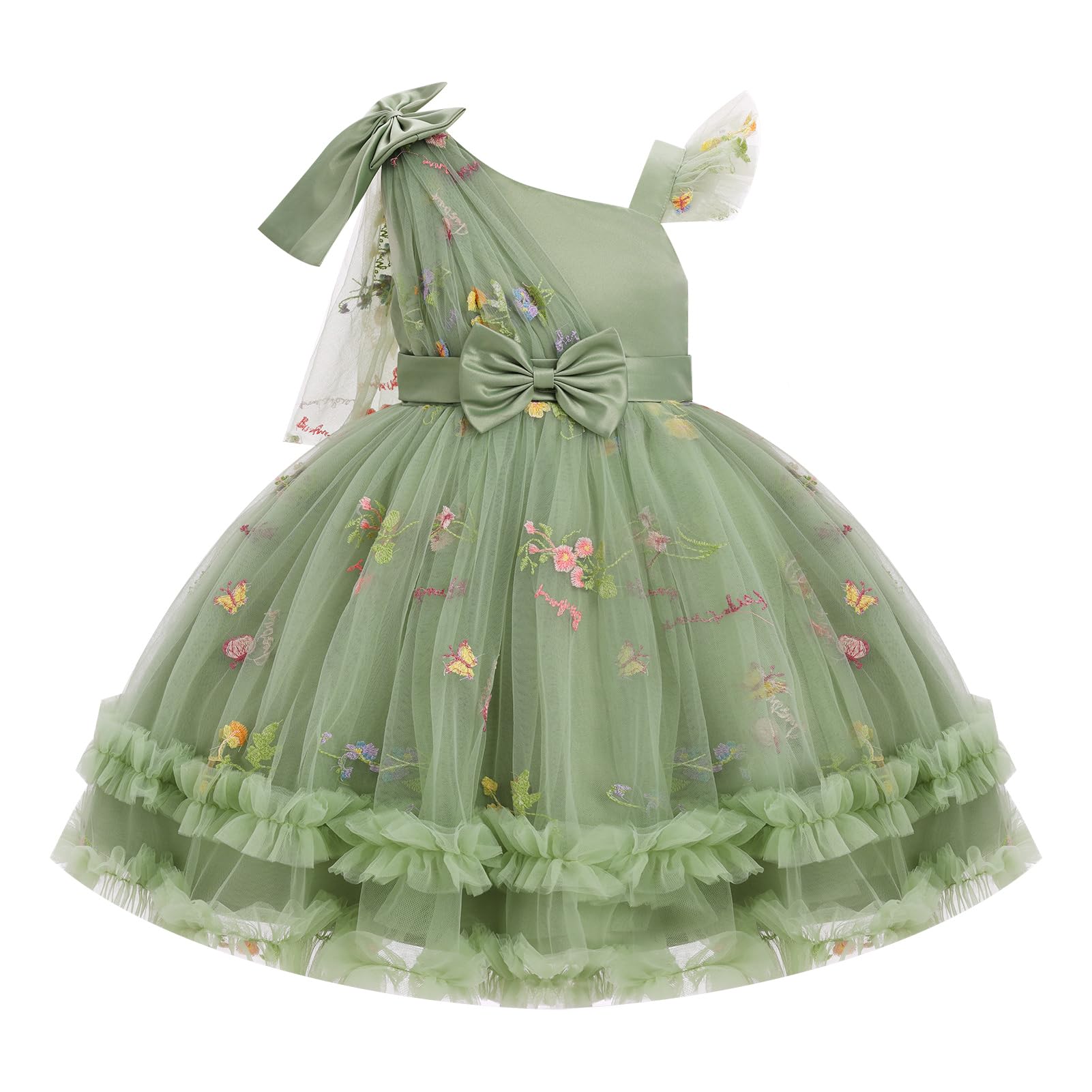 IBTOM CASTLE Girls Birthday Party Dress Heart Glitters Tulle Princess Dress Toddler Flower Girl Wedding Prom Pageant Dress