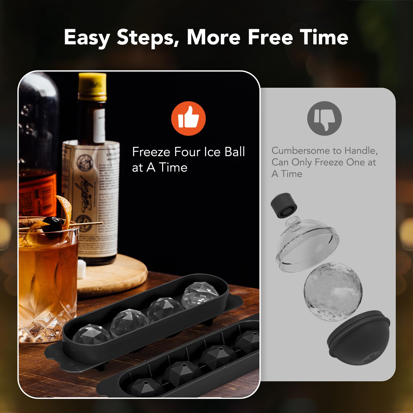 Ice Cube Trays for Freezer - 2-Pack Ice Cube Tray with Lid and Bin,BPA-Free Easy Release Ice Cube Tray for Cocktails, Whiskey, Sodas,Diamond 1 Inch Ice Molds Set