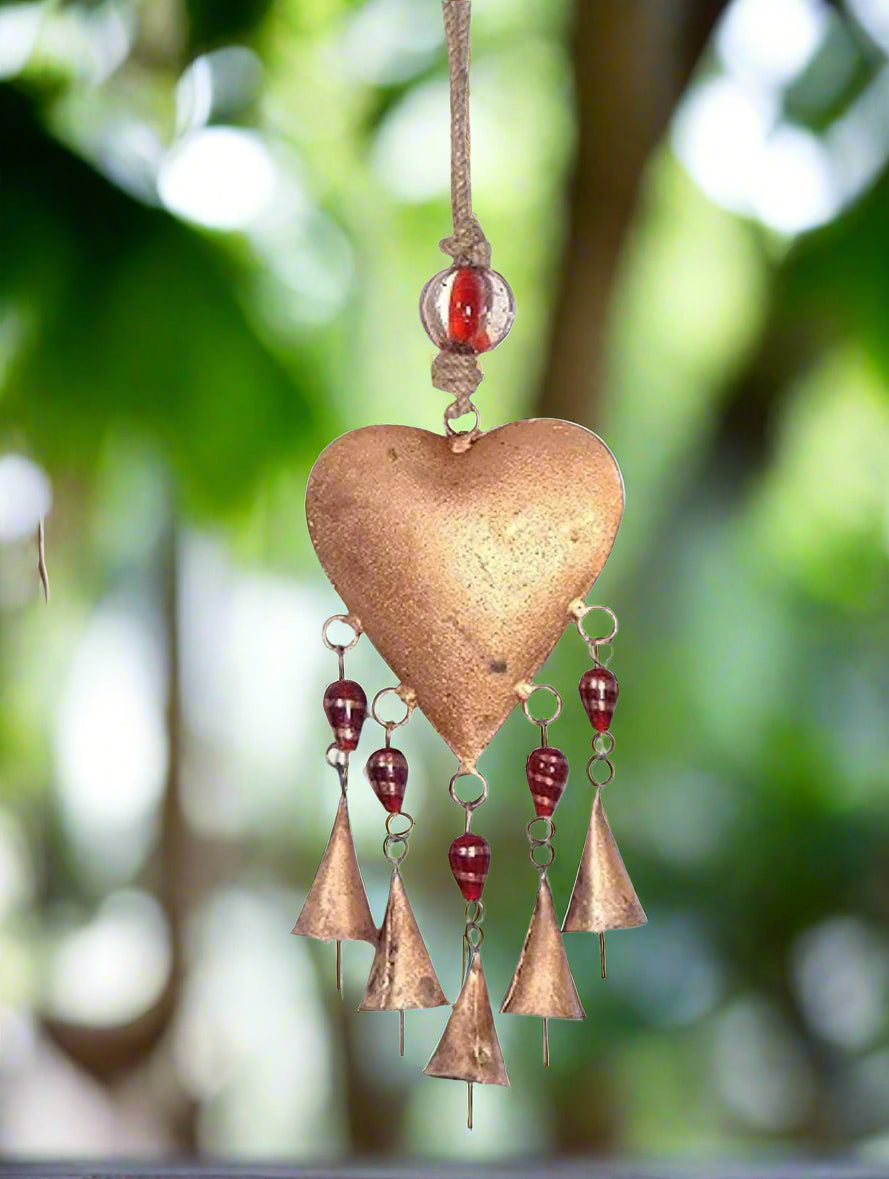 Boho Heart Harmony Chime – 13" Metal Wall Hanging by OMSutra