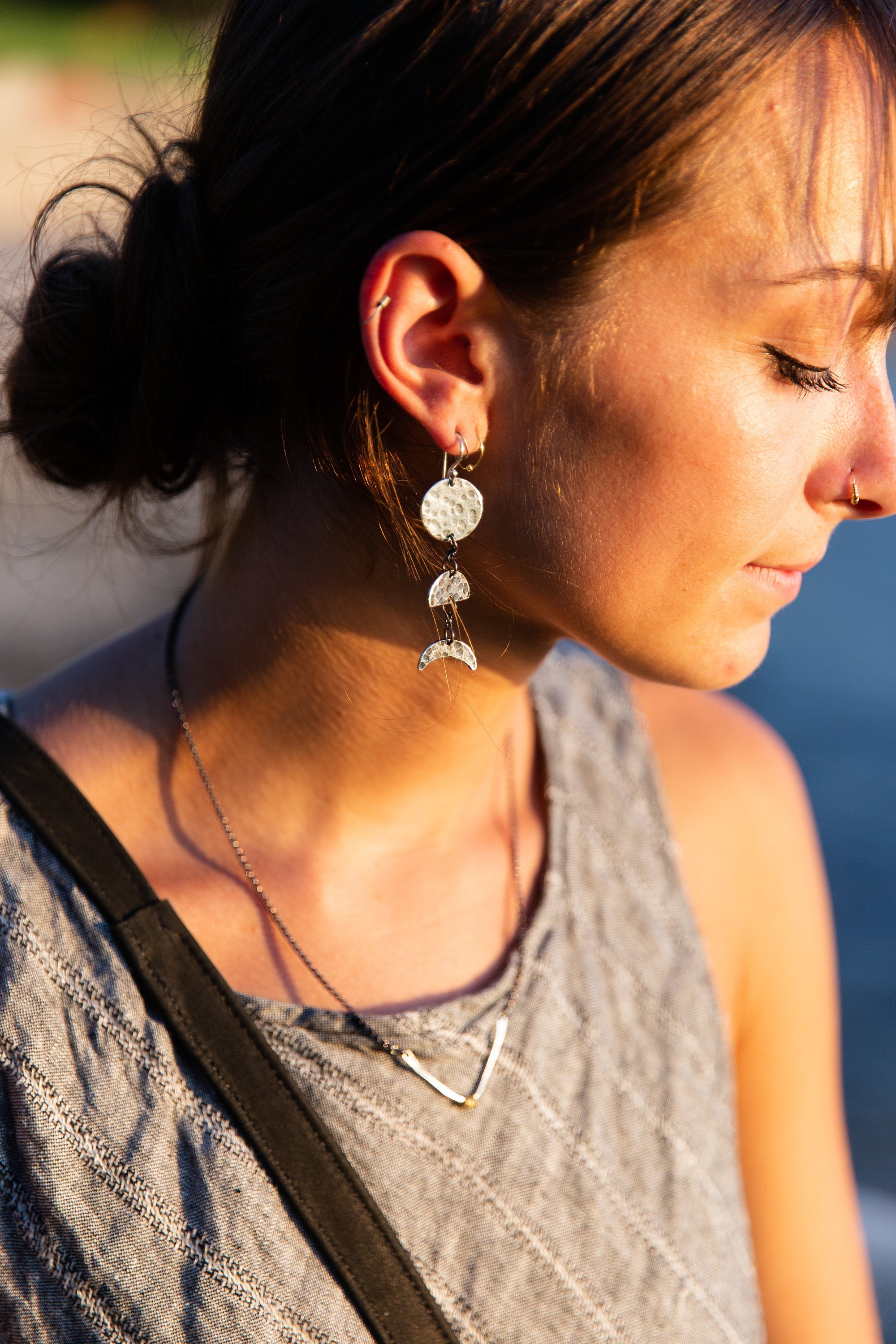 Silver Moon Phase Earrings