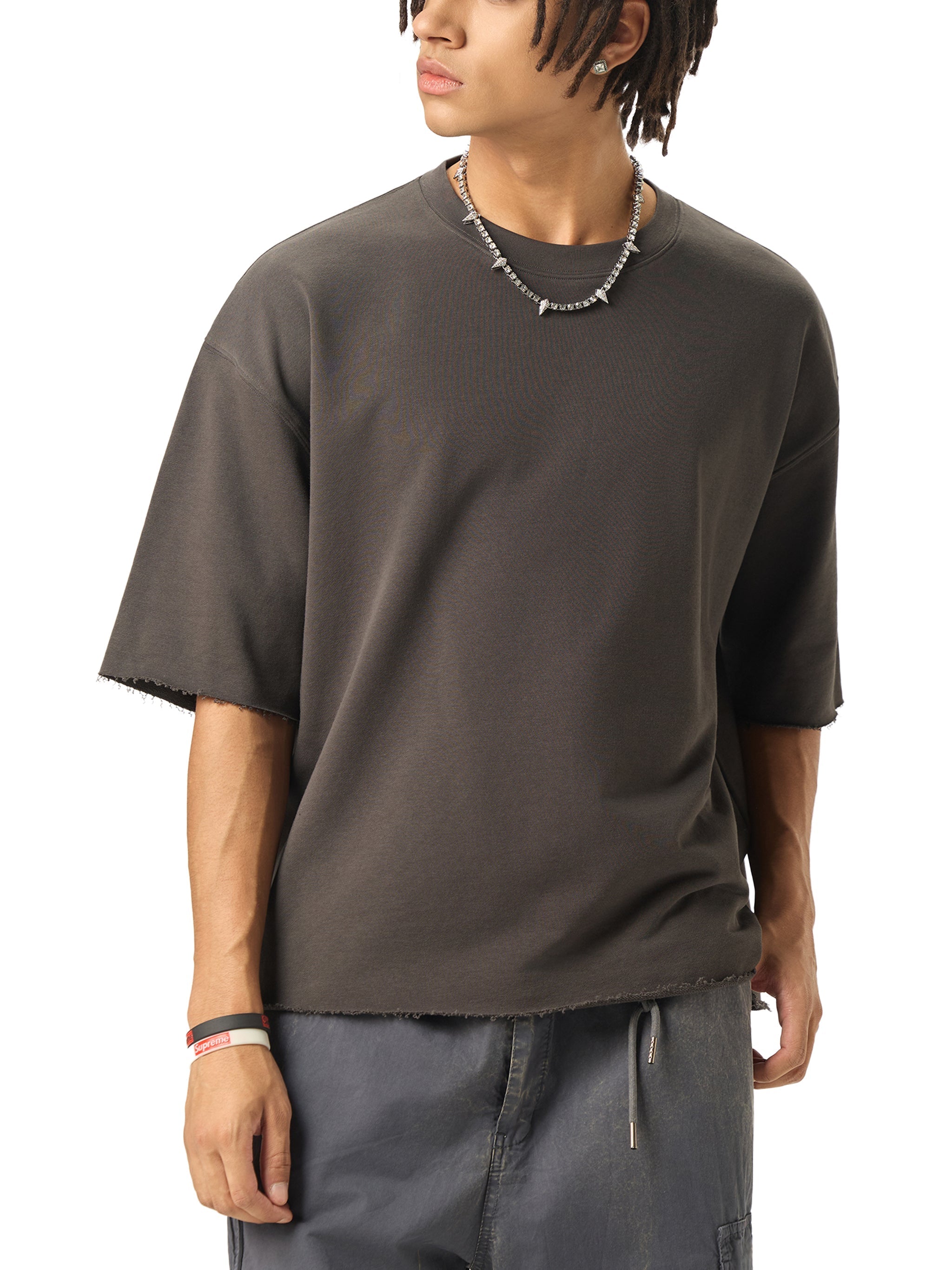 PrettyJunkie rJS Half-Sleeve Raw-Edge T-Shirt