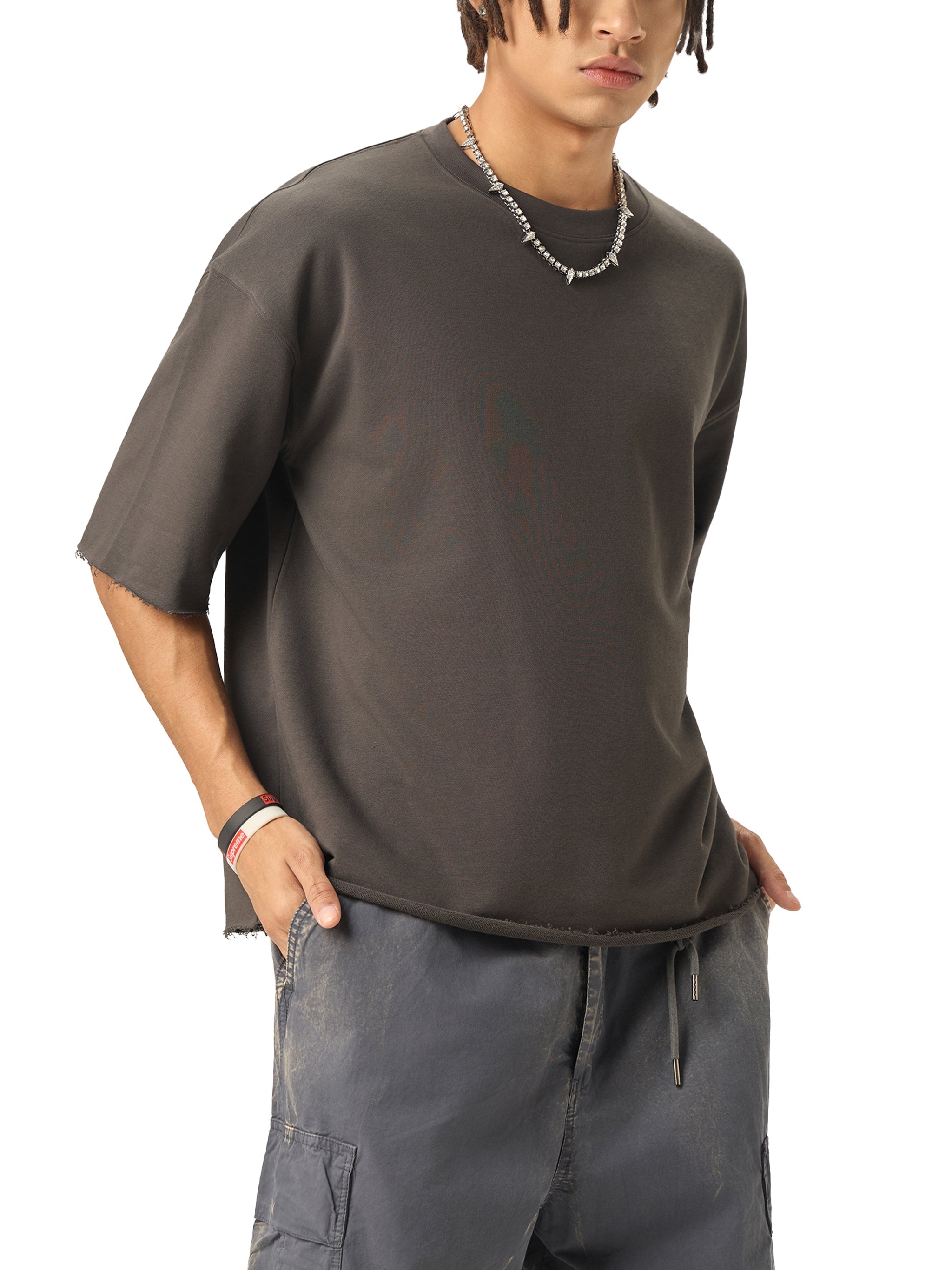 PrettyJunkie rJS Half-Sleeve Raw-Edge T-Shirt