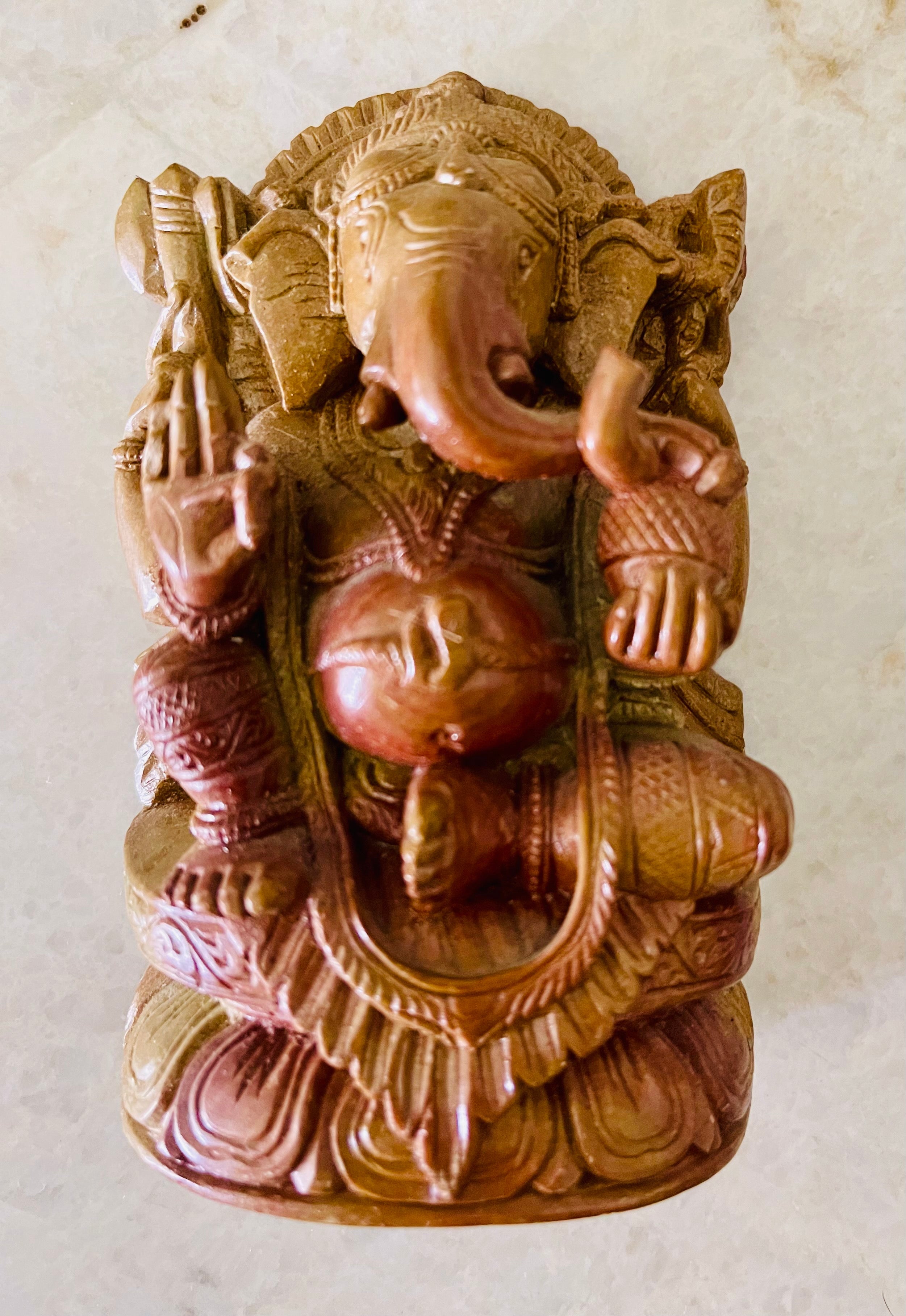 Handcrafted Sculpture Soapstone Elephant Head God Ganesha - Small by OMSutra