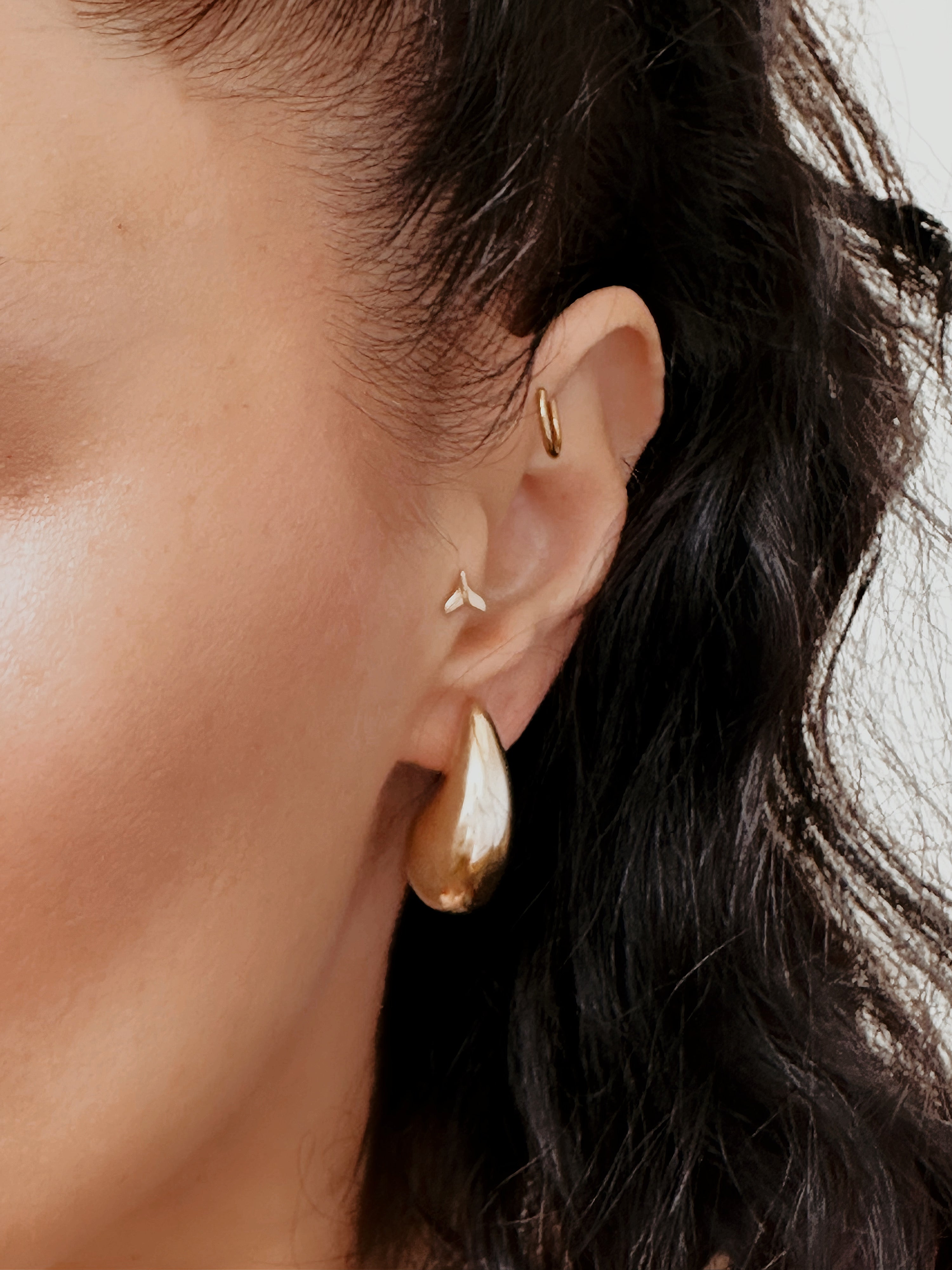 14K Solid Gold Drop Teardrop Earrings