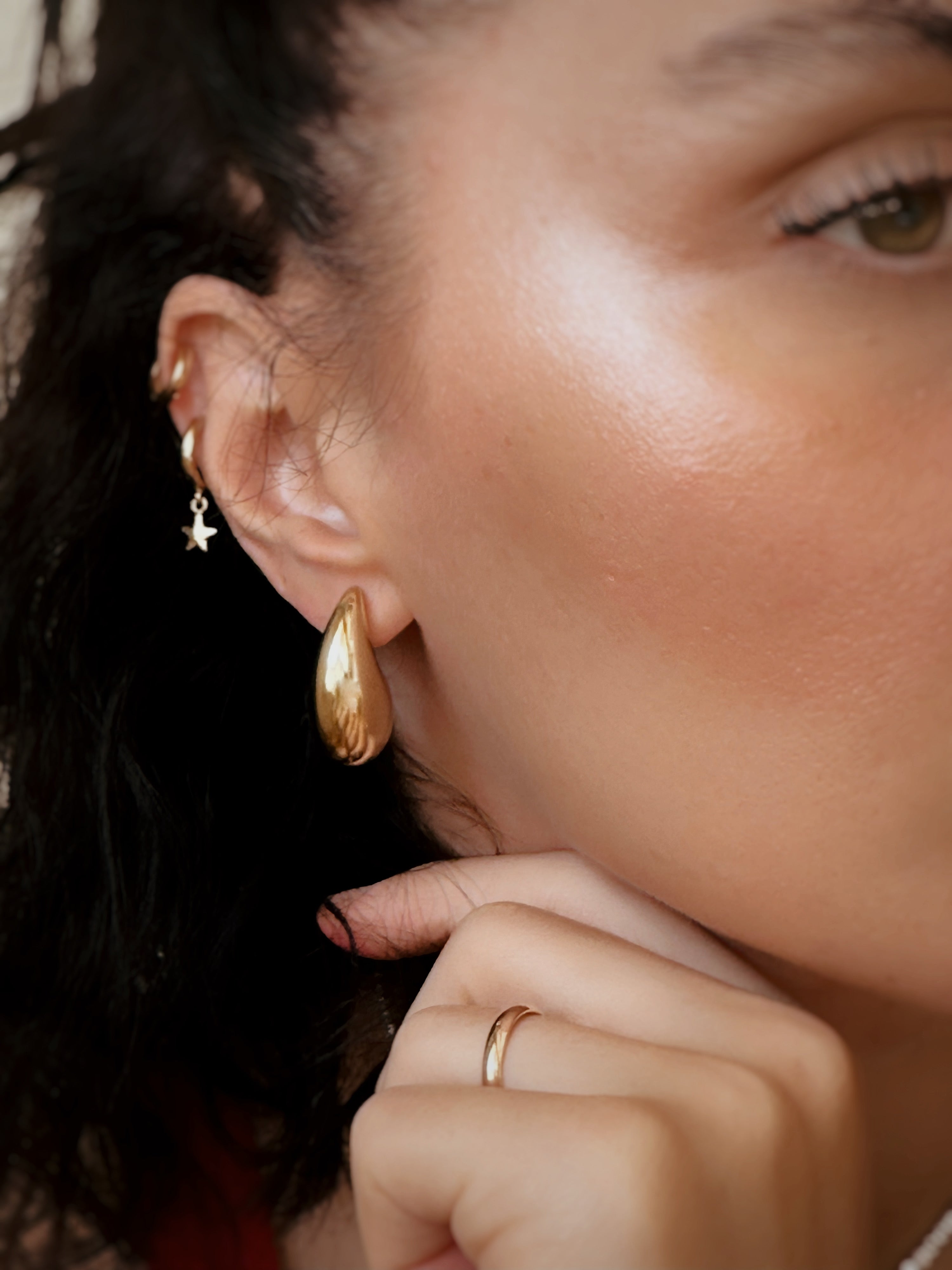 14K Solid Gold Drop Teardrop Earrings