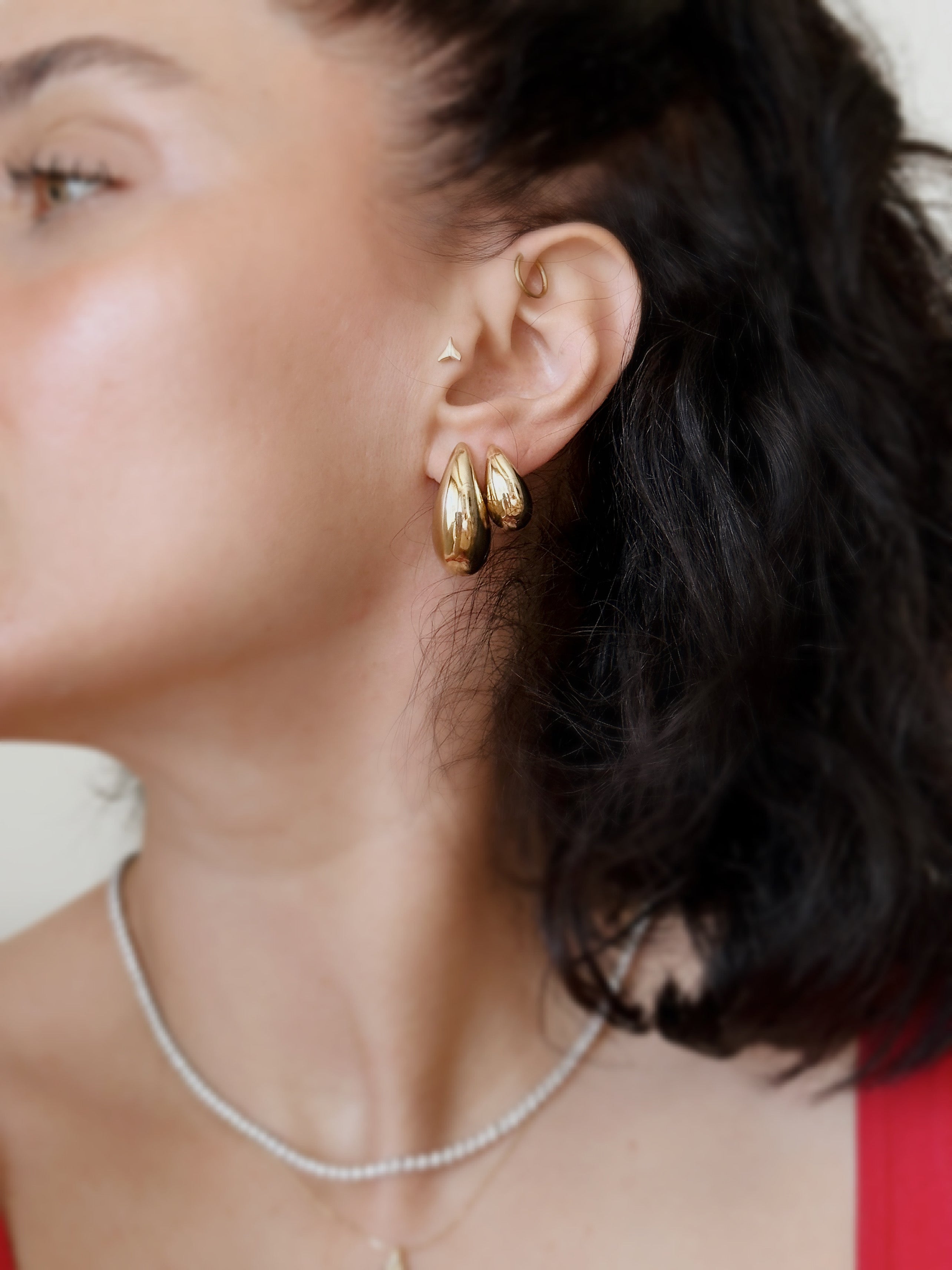 14K Solid Gold Drop Teardrop Earrings