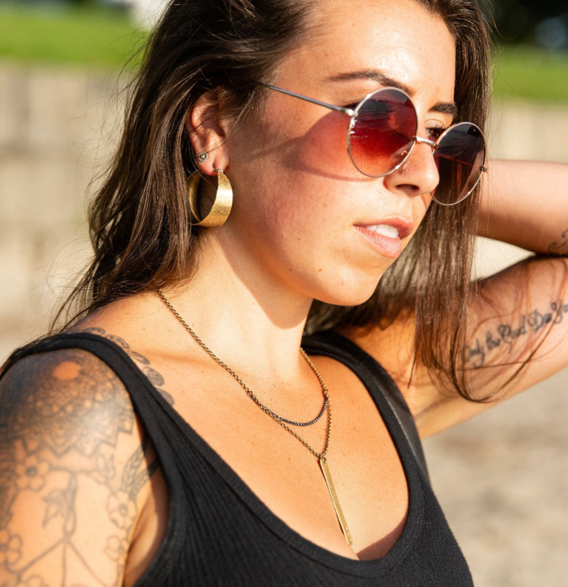 Wide Brass Hoops