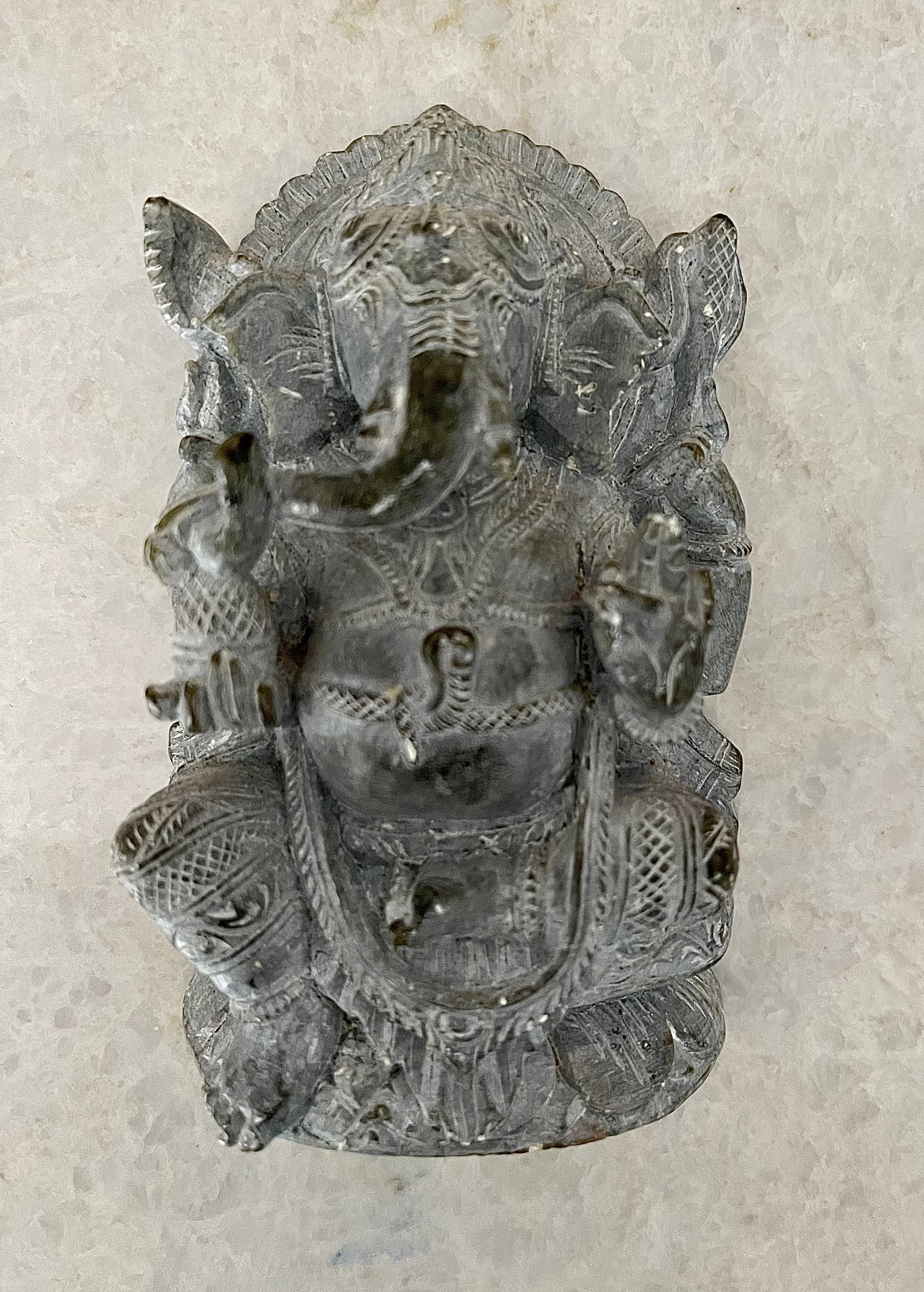 Handcrafted Sculpture Soapstone Elephant Head God Ganesha - Small by OMSutra