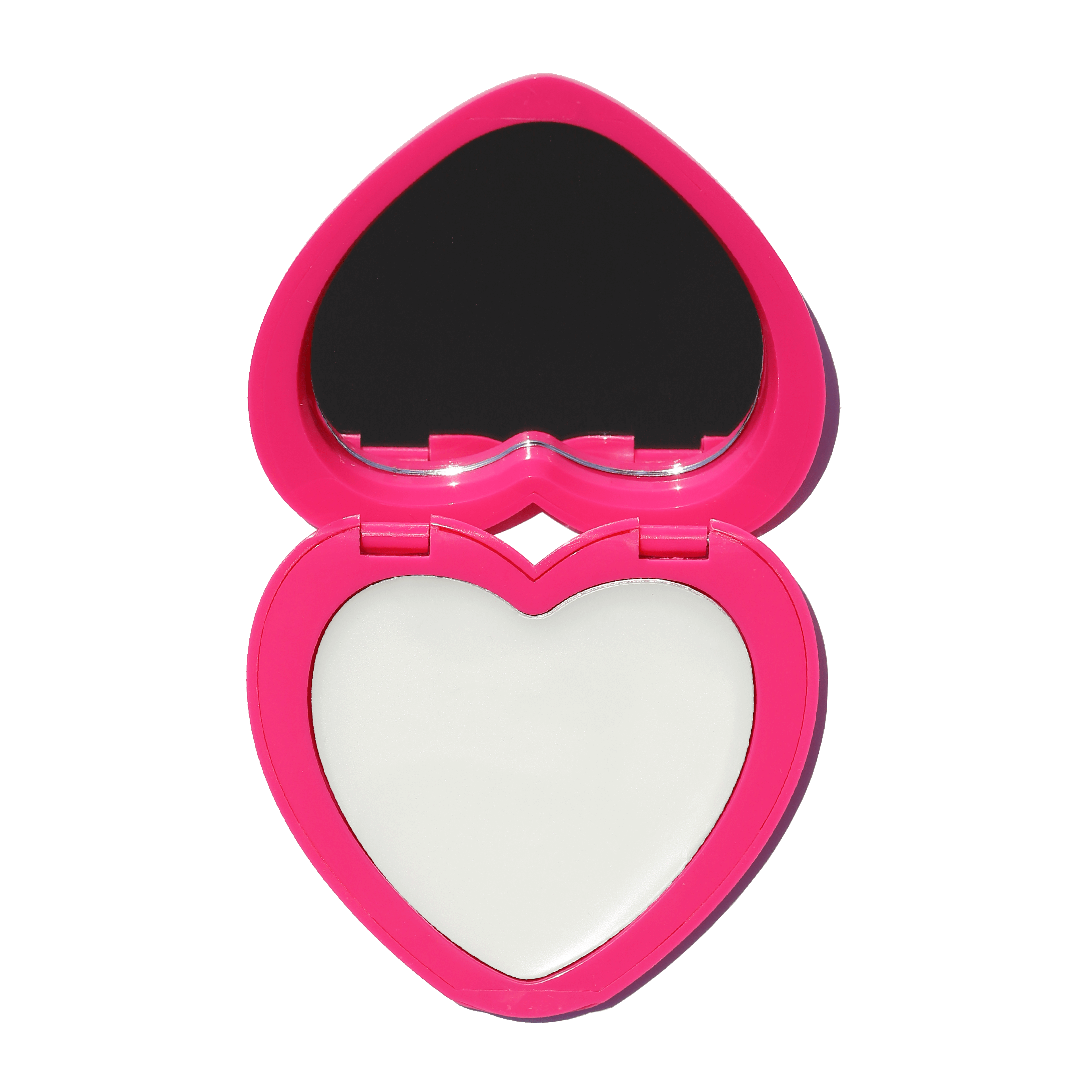 Heart-shaped Candy Paint Cream Highlighter compact with a pink and white design, offering a dewy, radiant finish for cheeks, lips, and eyelids.