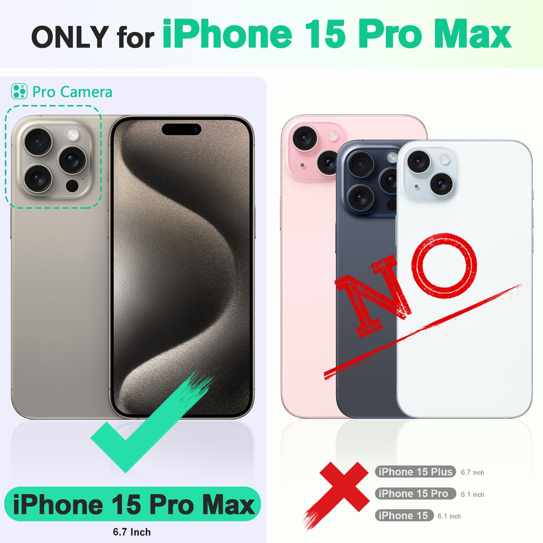 iPhone 15 Pro Max, RFID Blocking 4 Card Holder Kickstand Shockproof TPU Inner Case, PU Leather Magnetic Flip Folio Cover, Black