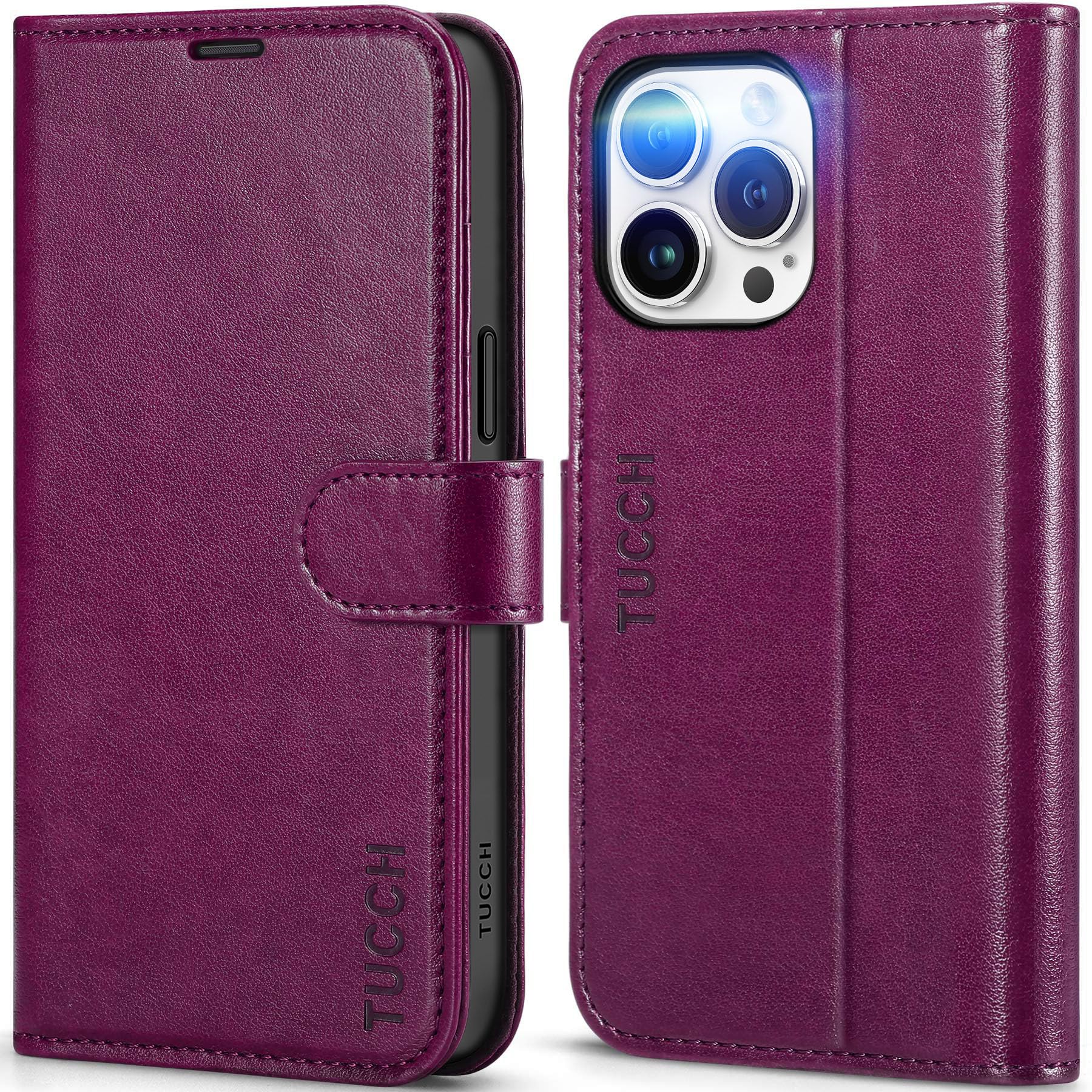 iPhone 15 Pro Max, RFID Blocking 4 Card Holder Kickstand Shockproof TPU Inner Case, PU Leather Magnetic Flip Folio Cover, Black