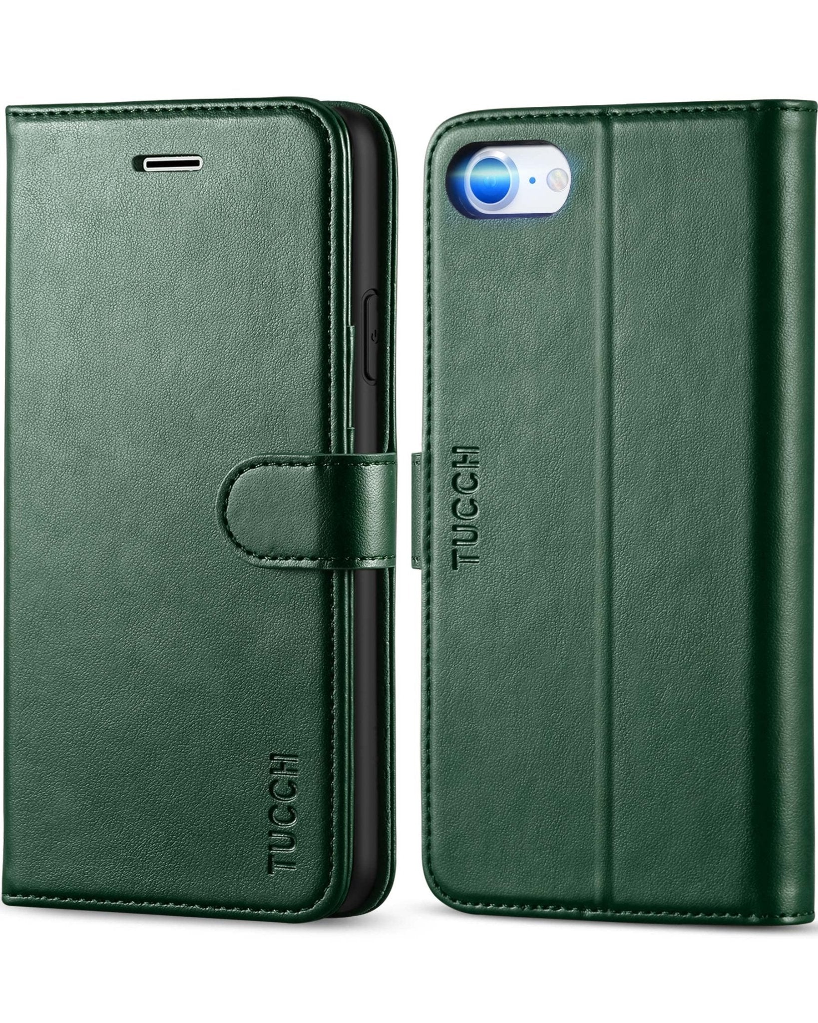 iPhone SE 2022/ iPhone 7/8/iPhone SE 2020, PU Leather 3 Card Slots Stand Magnetic Flip Folio Cover TPU Shockproof Inner Shell, Black