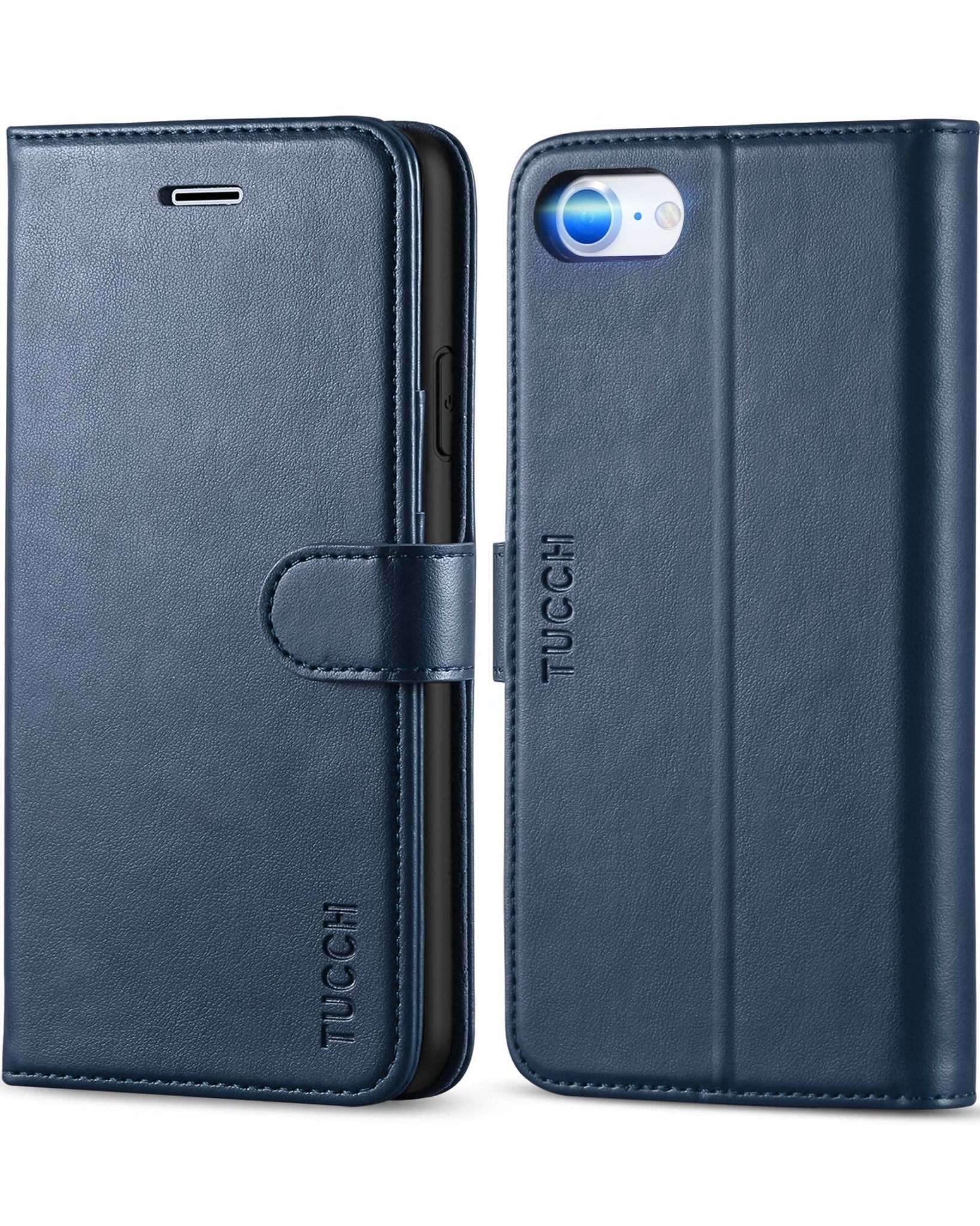 iPhone SE 2022/ iPhone 7/8/iPhone SE 2020, PU Leather 3 Card Slots Stand Magnetic Flip Folio Cover TPU Shockproof Inner Shell, Black