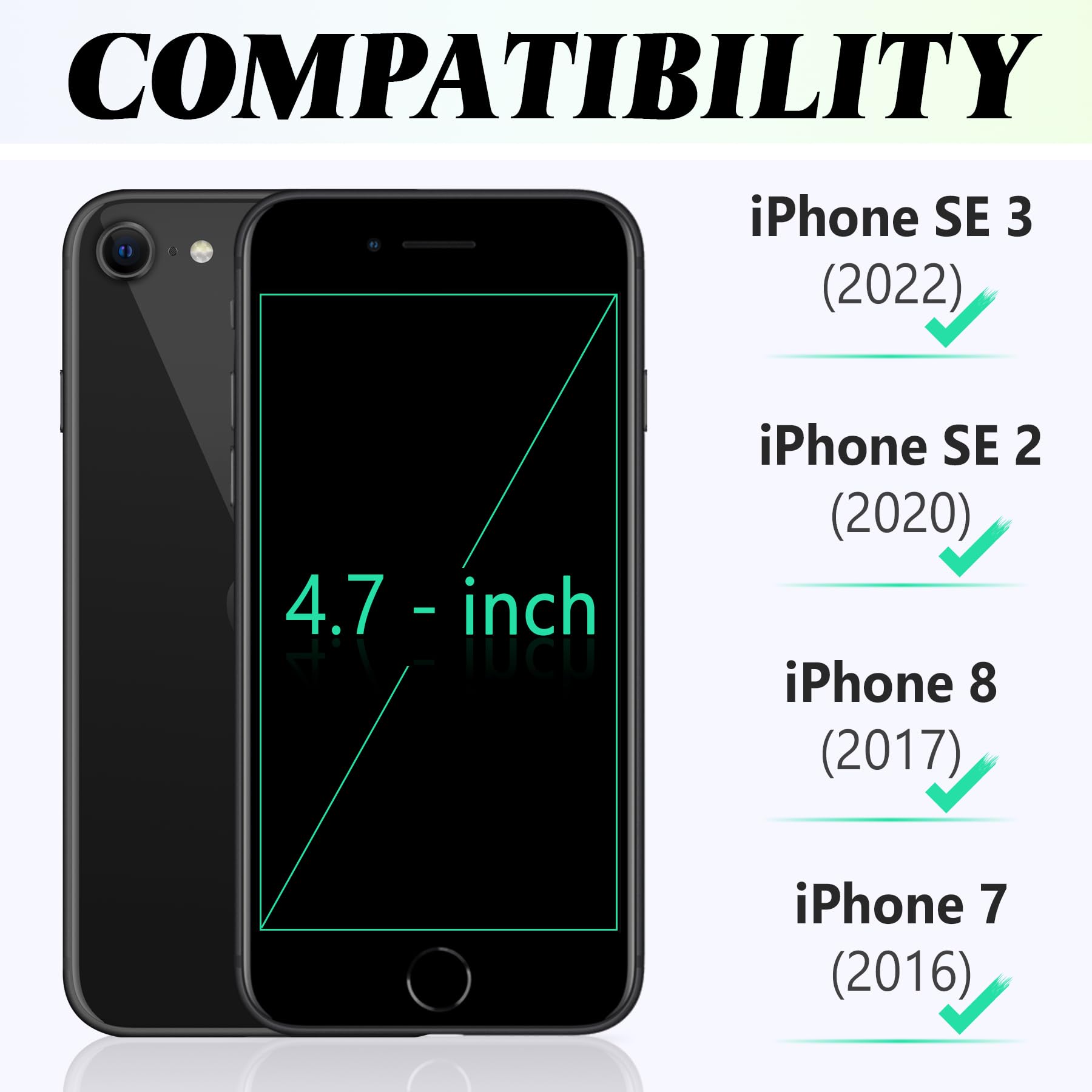 iPhone SE 2022/ iPhone 7/8/iPhone SE 2020, PU Leather 3 Card Slots Stand Magnetic Flip Folio Cover TPU Shockproof Inner Shell, Black