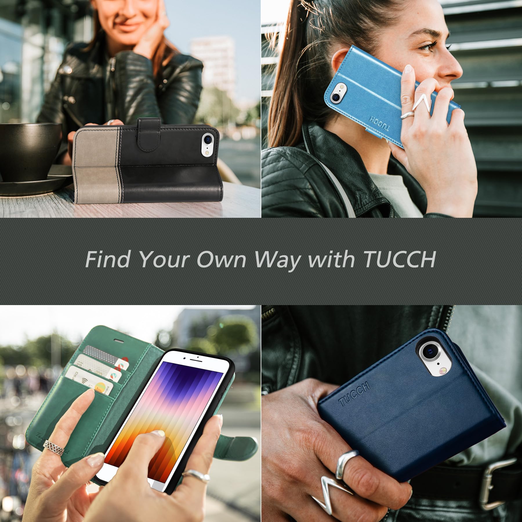 iPhone SE 2022/ iPhone 7/8/iPhone SE 2020, PU Leather 3 Card Slots Stand Magnetic Flip Folio Cover TPU Shockproof Inner Shell, Black