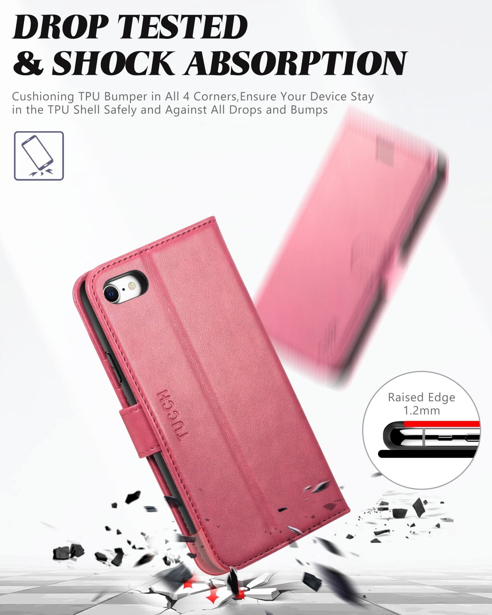 iPhone SE 2022/ iPhone 7/8/iPhone SE 2020, PU Leather 3 Card Slots Stand Magnetic Flip Folio Cover TPU Shockproof Inner Shell, Black