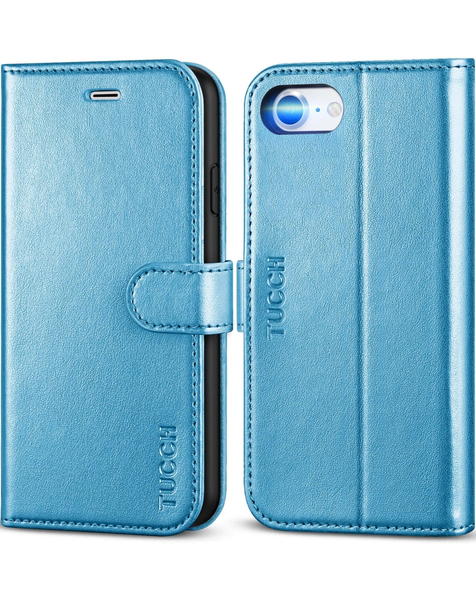 iPhone SE 2022/ iPhone 7/8/iPhone SE 2020, PU Leather 3 Card Slots Stand Magnetic Flip Folio Cover TPU Shockproof Inner Shell, Black