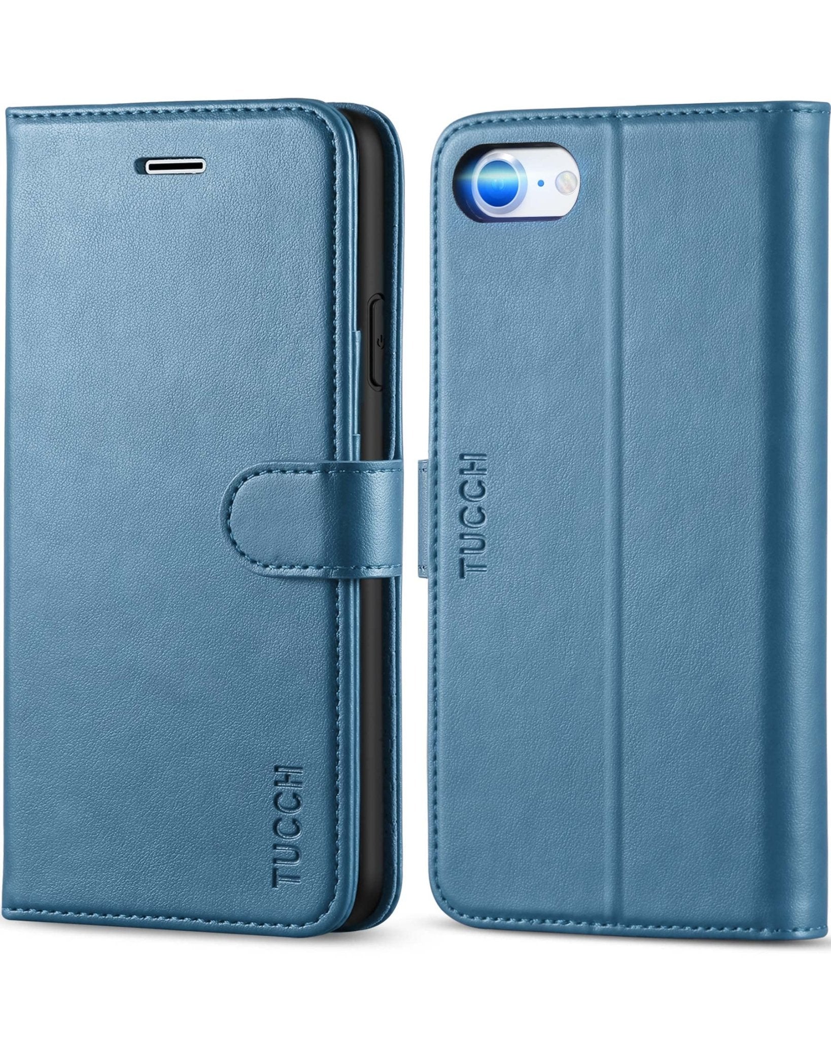 iPhone SE 2022/ iPhone 7/8/iPhone SE 2020, PU Leather 3 Card Slots Stand Magnetic Flip Folio Cover TPU Shockproof Inner Shell, Black