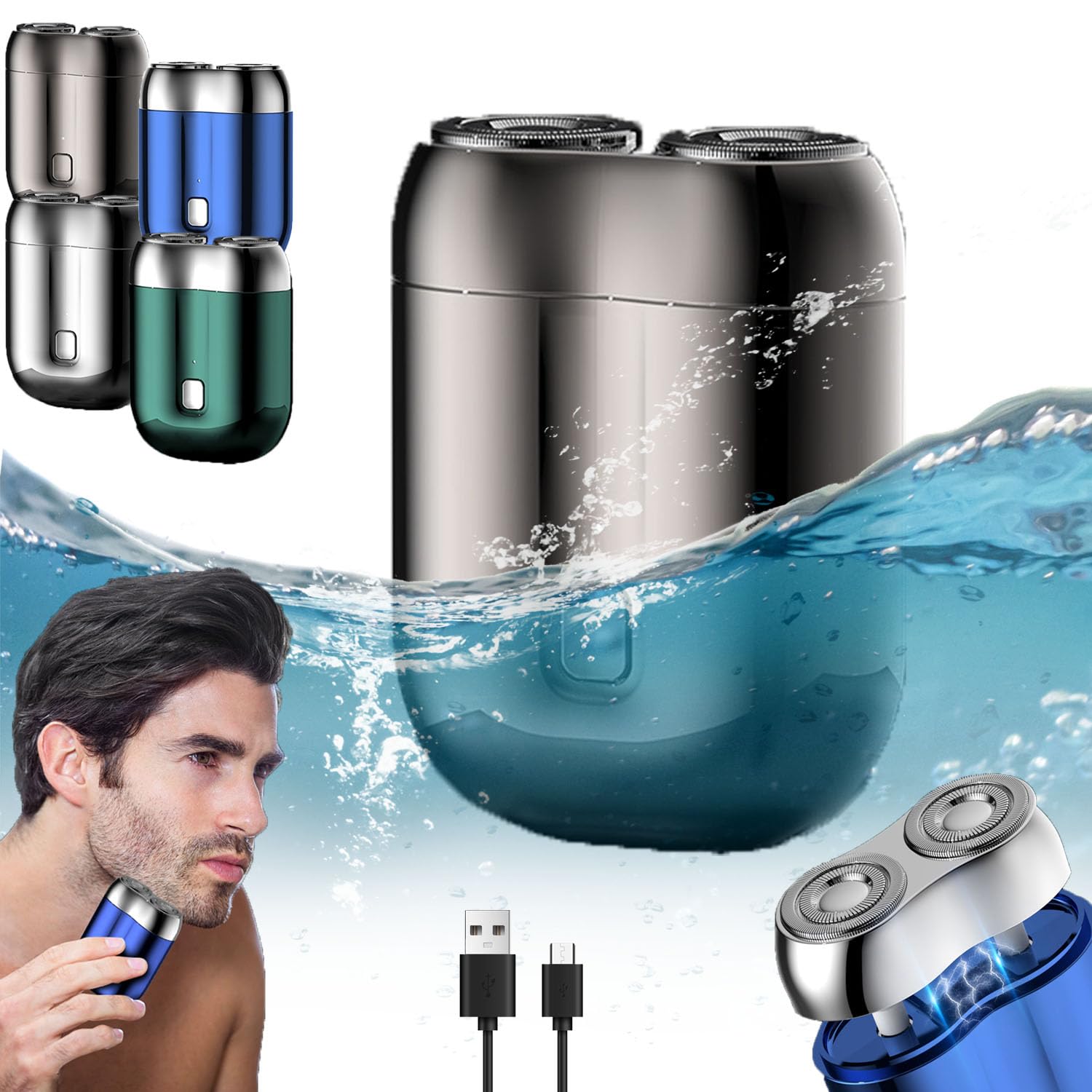 I.Ureza Mini Shaver, I.Ureza Shavers, Monhck - Mini Shave Portable ElectricShaver for Men, Electric Razor for Men Pocket Size Mini PortableShaver, Waterproof (Green)