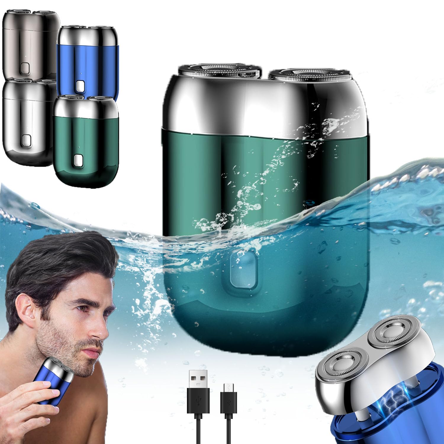 I.Ureza Mini Shaver, I.Ureza Shavers, Monhck - Mini Shave Portable ElectricShaver for Men, Electric Razor for Men Pocket Size Mini PortableShaver, Waterproof (Green)