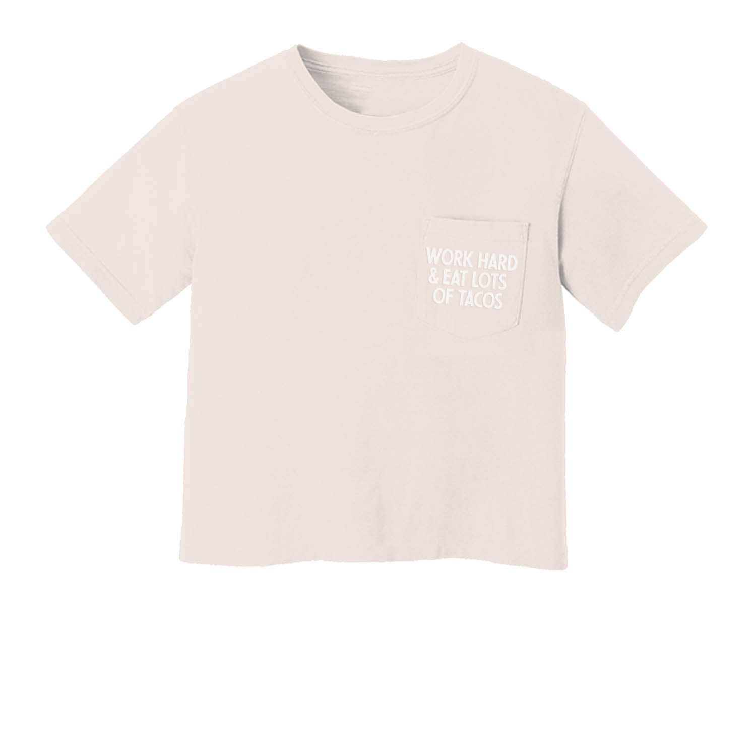 Work Hard & Eat Lots of Tacos Crop Pocket Tee
