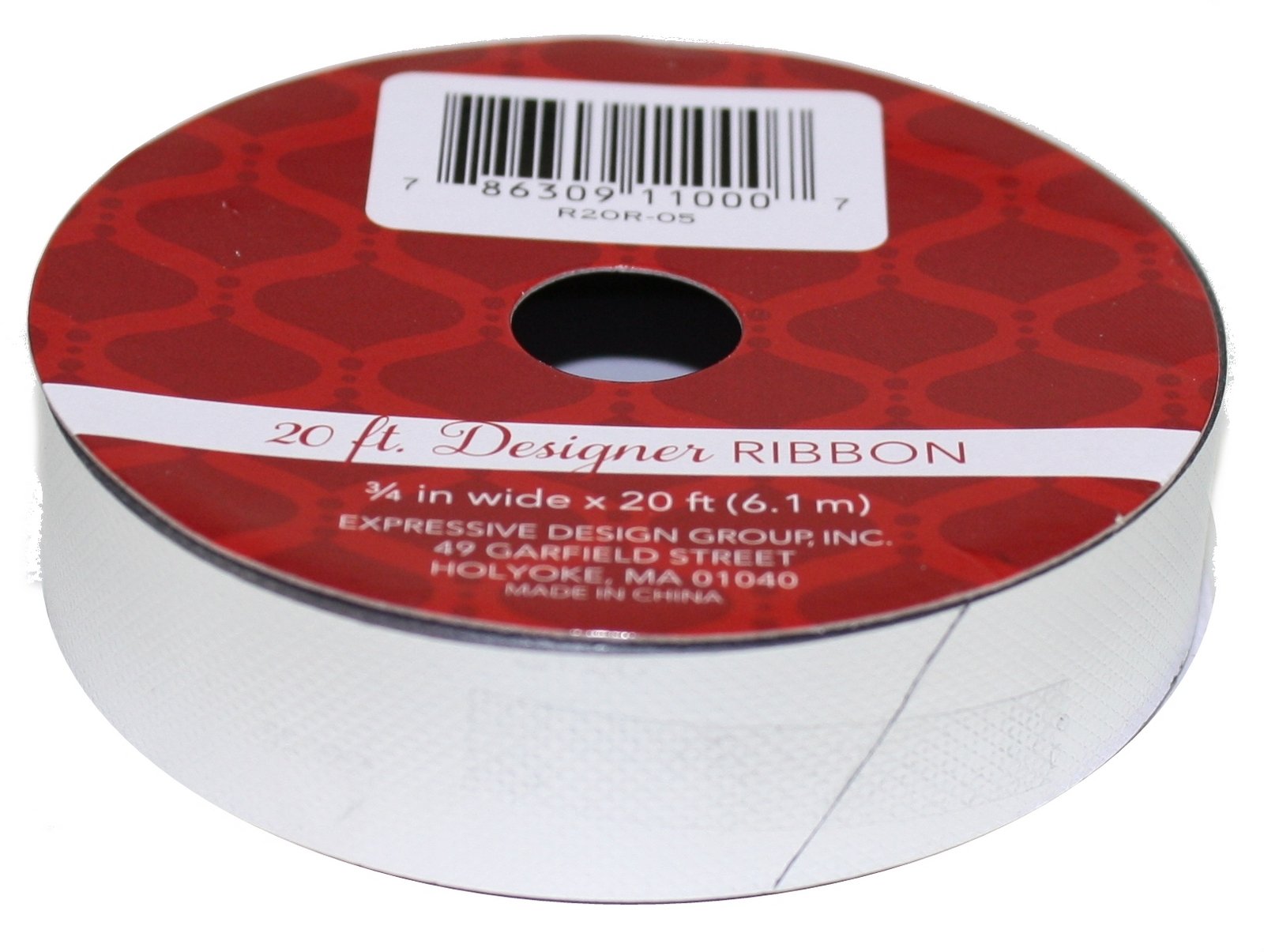 3/4 X 20' Designer Ribbon Roll - Silver Bump