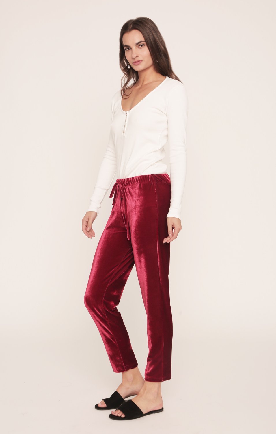 Jagger Joggers | Red Velvet Pants | Sangria Red