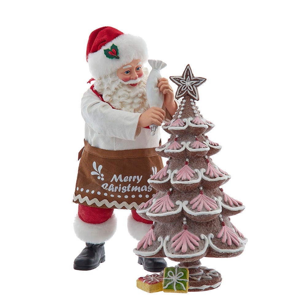 Santa Decorating Gingerbread Tree - 2 Piece Set