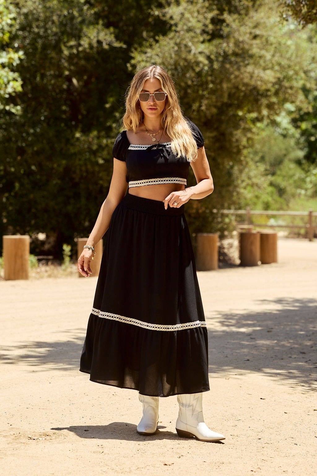 Jolene Black Lace Trim Crop Top - FINAL SALE