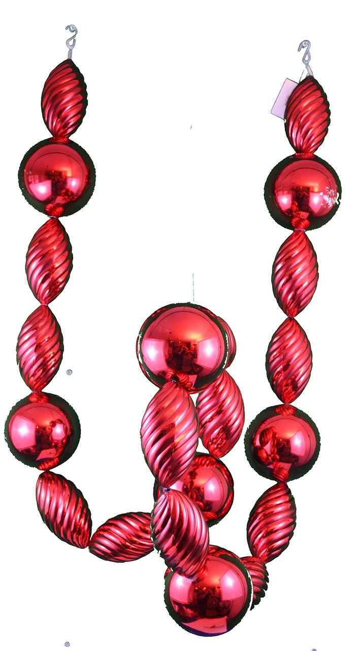 9' Red Jumbo Ball Finial Garland