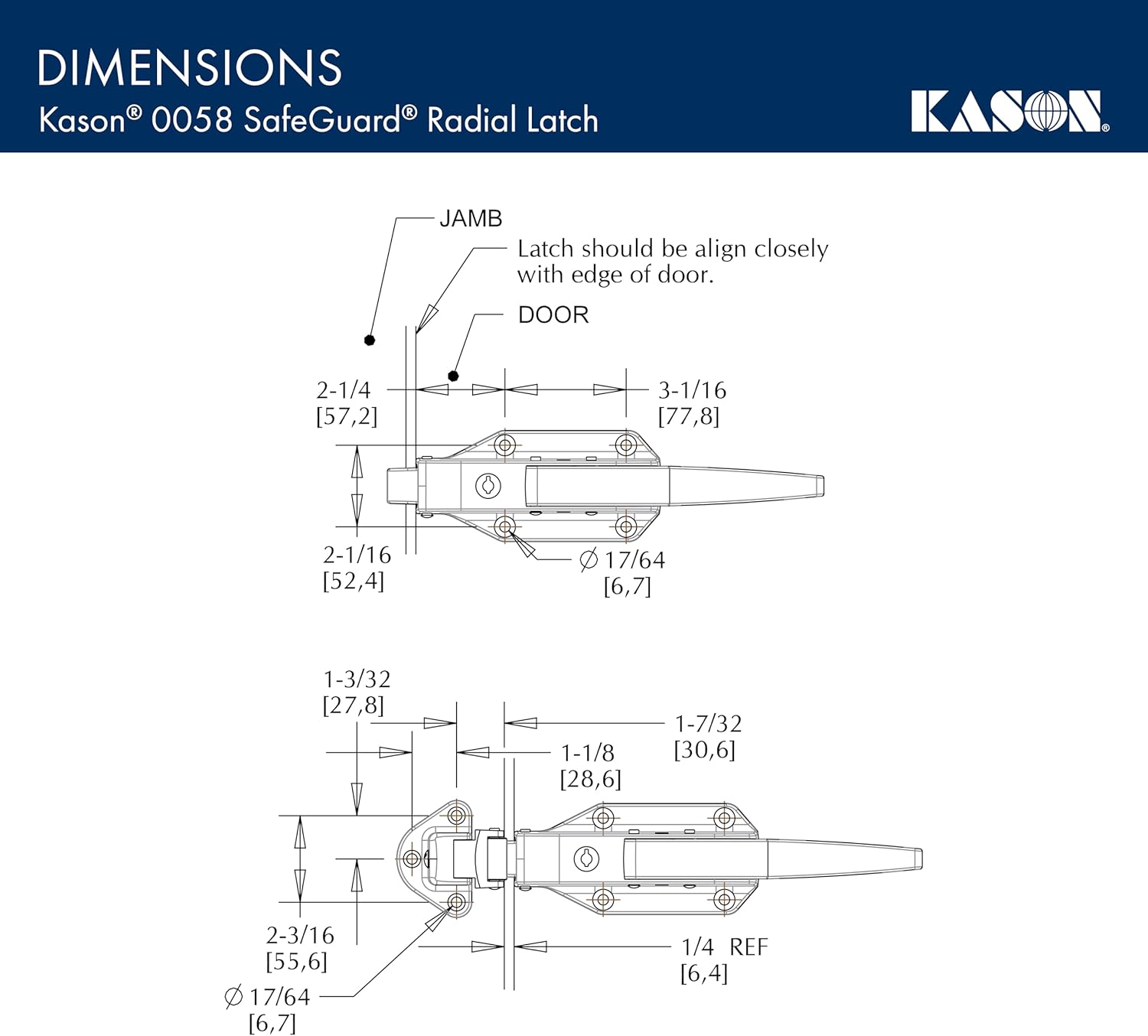 Kason 0058 Safeguard Radial Latch, Light Spring, 10058L05021