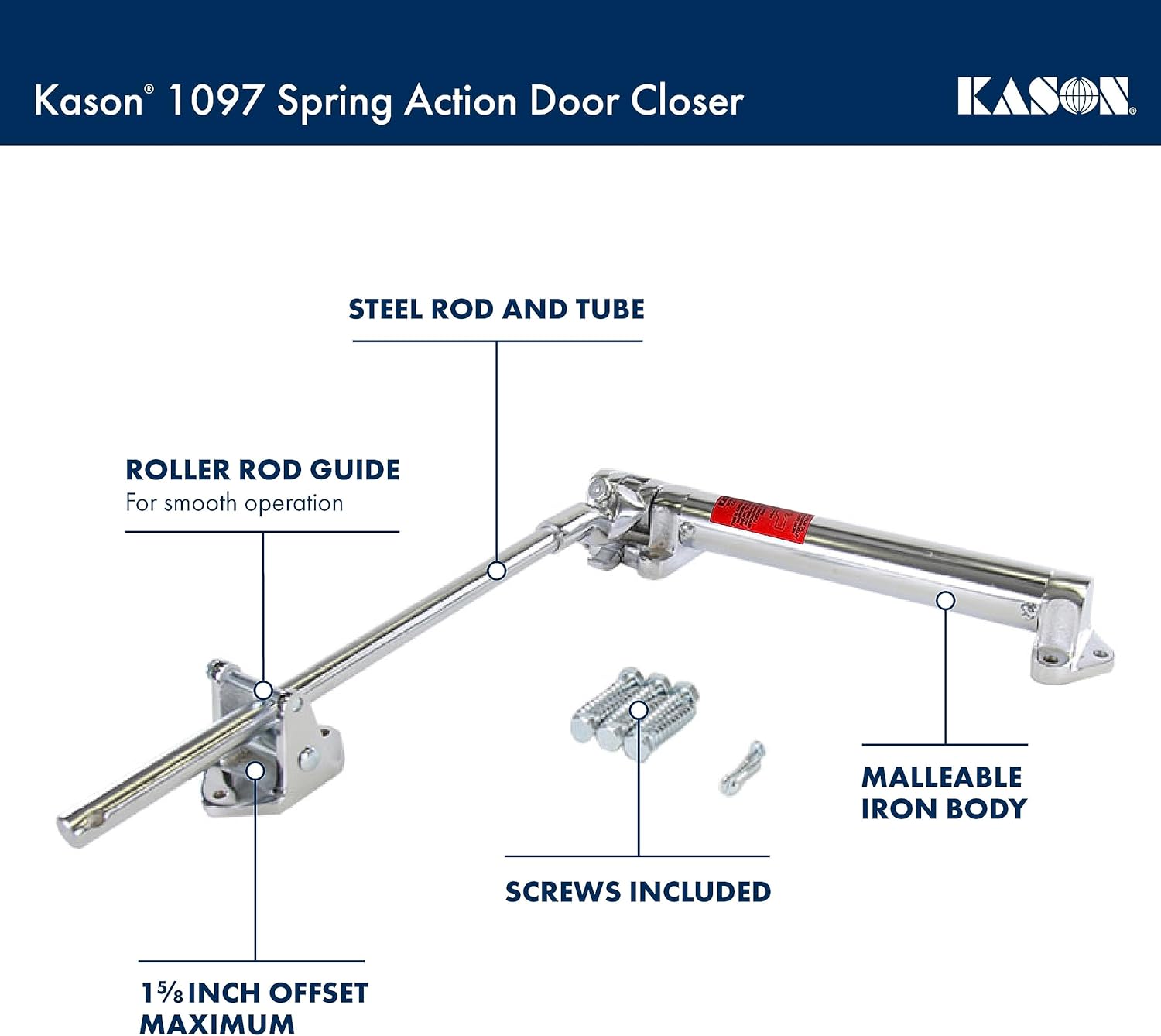 Kason 1097 Spring Action Door Closer, 1 5/8 Inch Offset, 11097000004