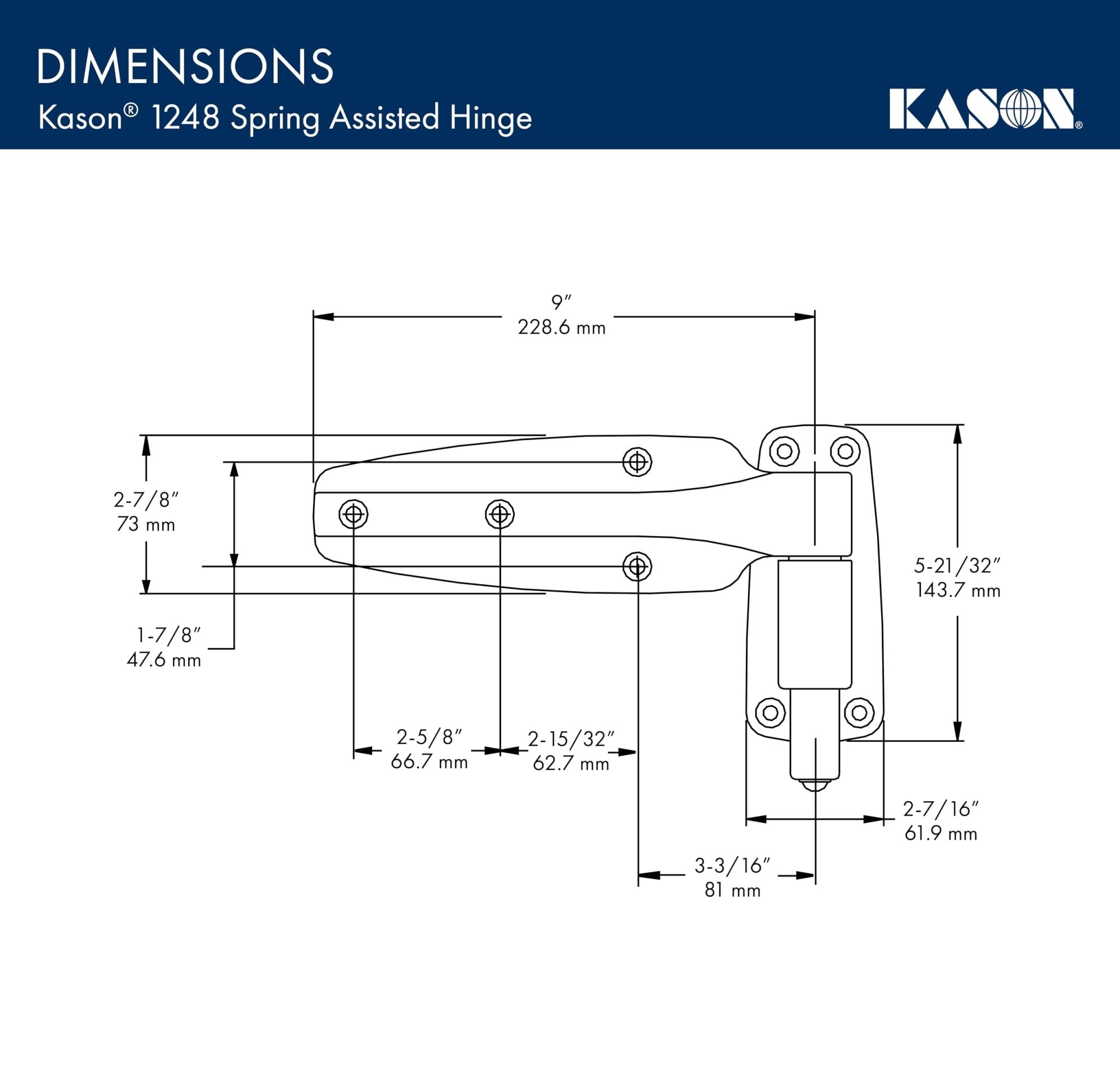 Kason 1248 Spring Assisted Hinge, 1-1/2 Inch Offset, 11248000022