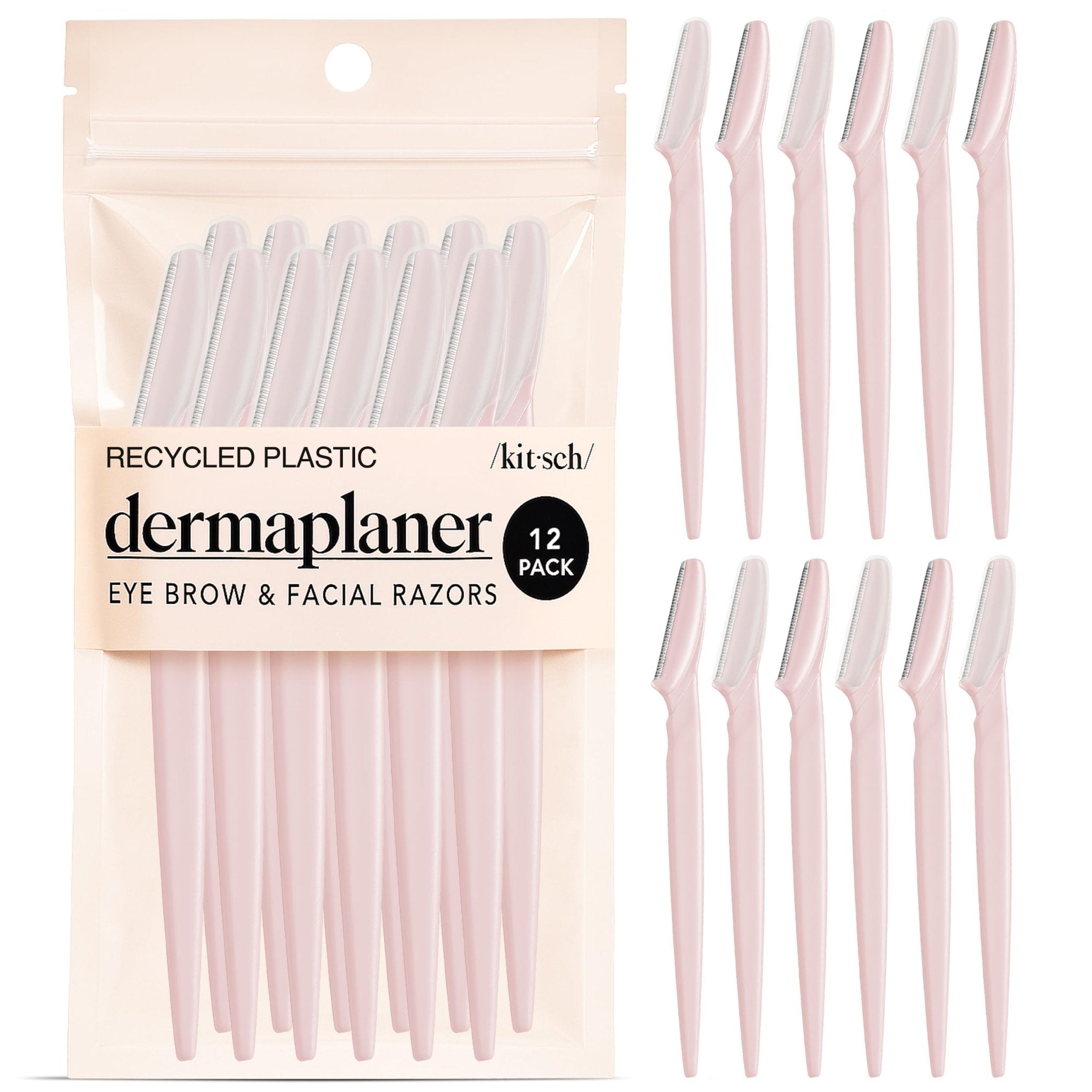 Kitsch Dermaplane Razor for Women Face - Face Razors for Women and Men - Eyebrow Trimmer, Shaver, Recycled Plastic Dermaplaning and Skin Care Tool - Terracotta, 12 pcs