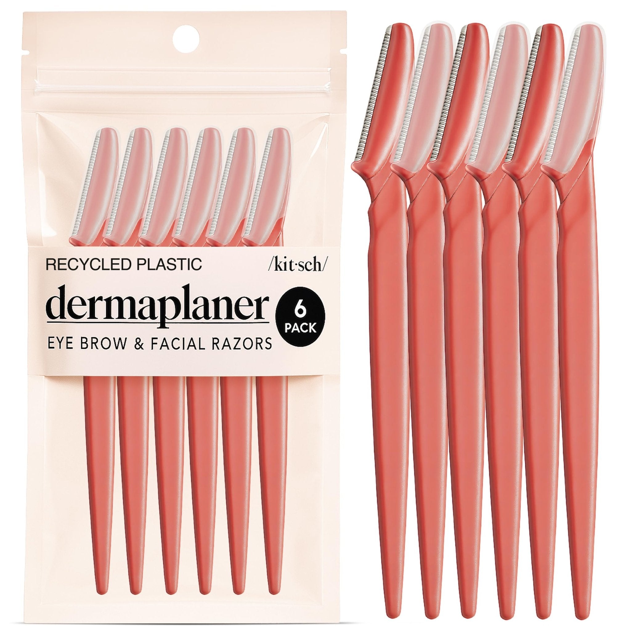 Kitsch Dermaplane Razor for Women Face - Face Razors for Women and Men - Eyebrow Trimmer, Shaver, Recycled Plastic Dermaplaning and Skin Care Tool - Terracotta, 12 pcs