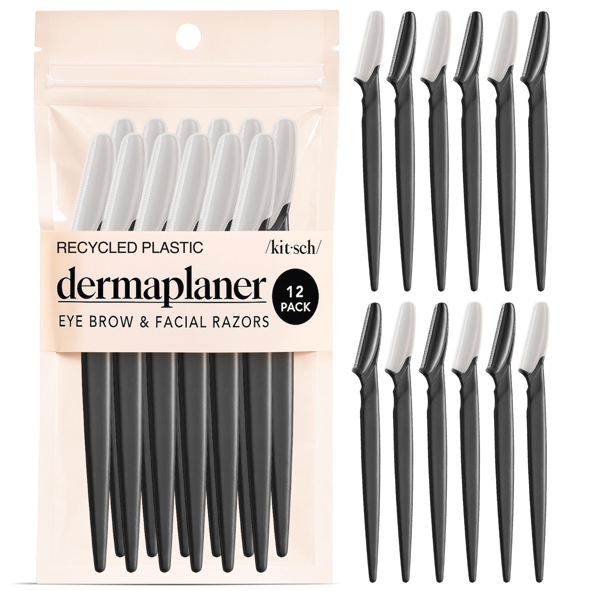 Kitsch Dermaplane Razor for Women Face - Face Razors for Women and Men - Eyebrow Trimmer, Shaver, Recycled Plastic Dermaplaning and Skin Care Tool - Terracotta, 12 pcs