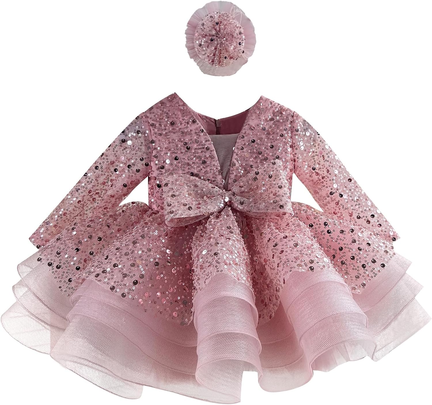 KLFFLGID Baby Girl Pageant Dress Sequins Embroidered Lace Toddler Flower Wedding Birthday Party Gown Dresses