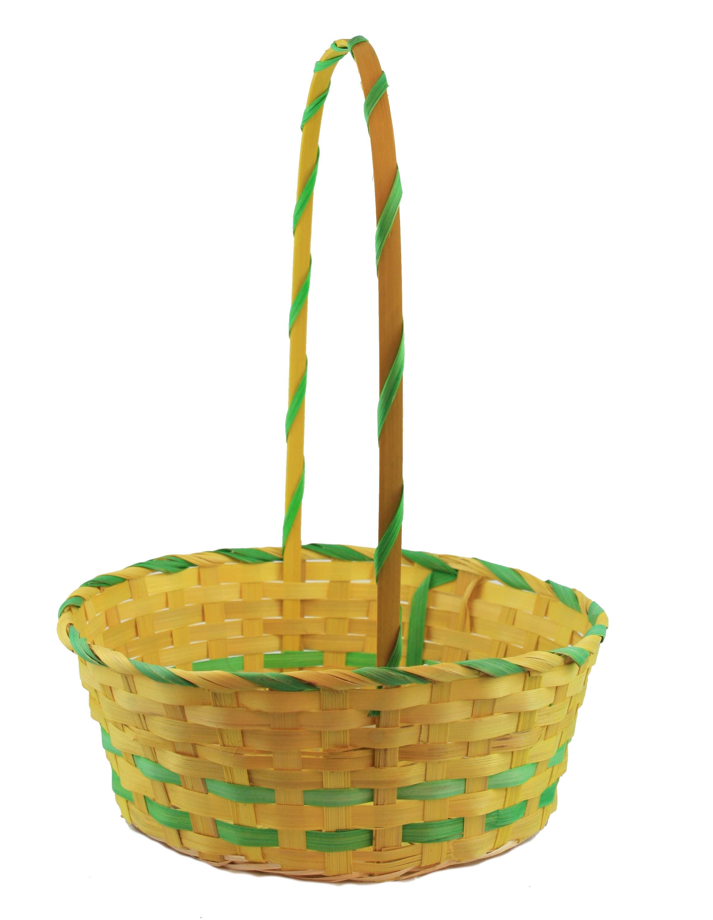 Large Bamboo Easter Basket with Wrapped Handle - Blue