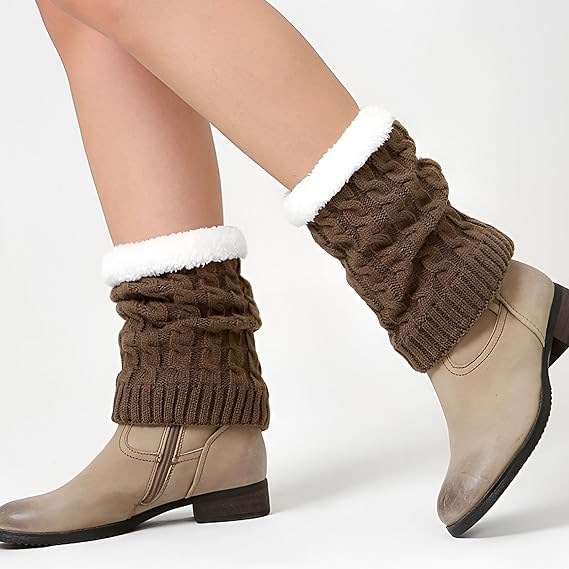Knitted Thickened Woolen Knee Warmers,Womens Short Boots Socks Crochet Knitted Boot Cuffs Leg Warmers Socks