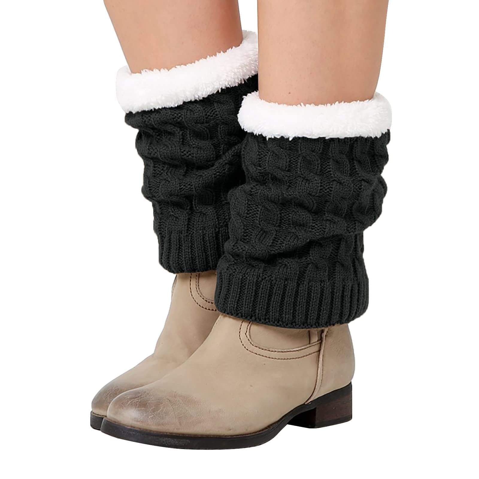 Knitted Thickened Woolen Knee Warmers,Womens Short Boots Socks Crochet Knitted Boot Cuffs Leg Warmers Socks